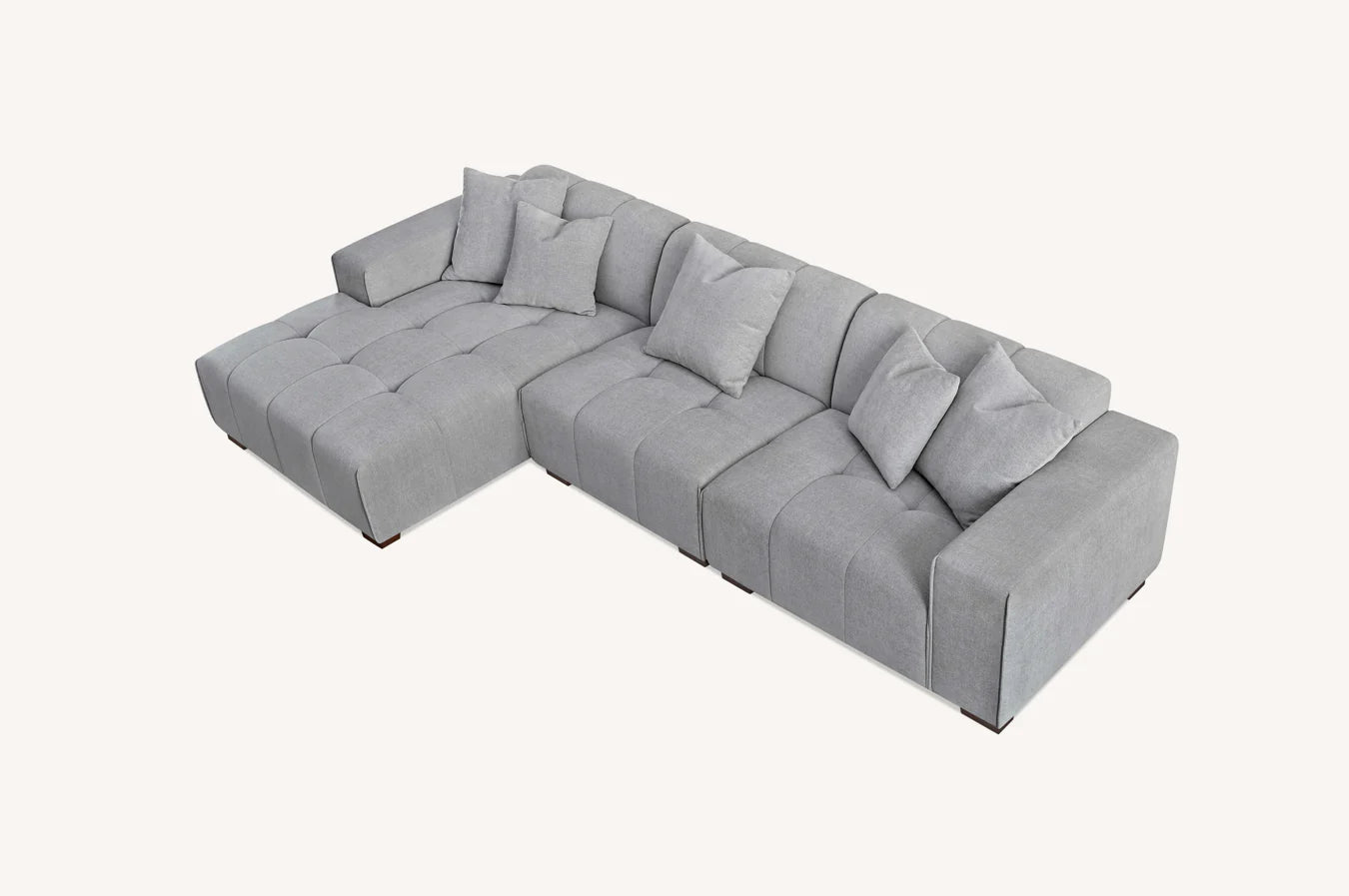 Aluxo Albert Cloudy Grey Boucle Left Hand Corner Sofa | 5 Seater