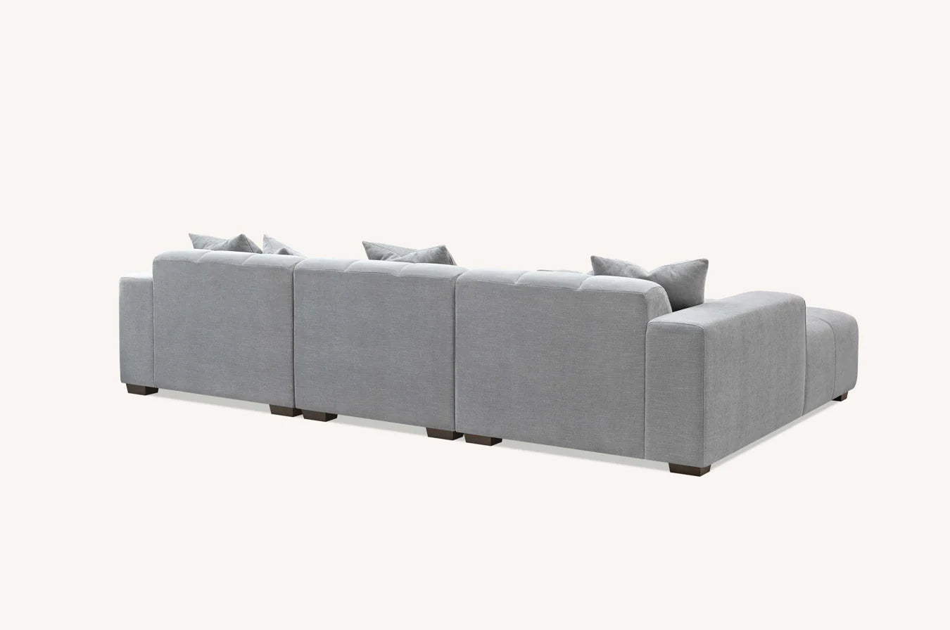 Aluxo Albert Cloudy Grey Boucle Left Hand Corner Sofa | 5 Seater