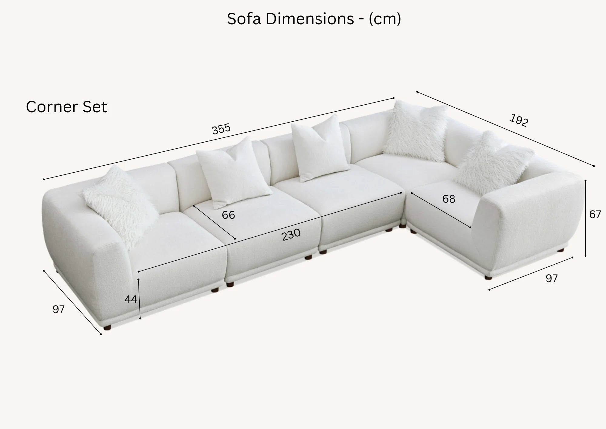 Aluxo Cindy Polar Boucle Modular Corner Sofa | 5 Seater