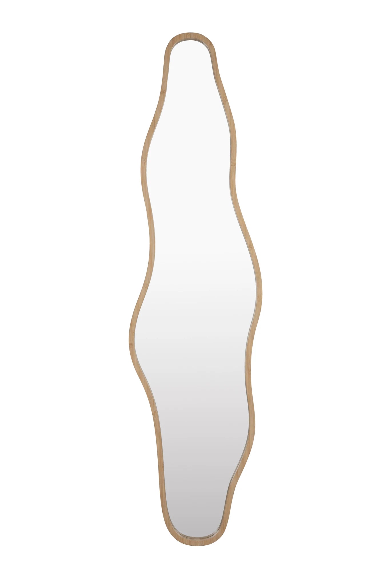 Zem Beige Bamboo Wood Wall Mirror 150x40cm
