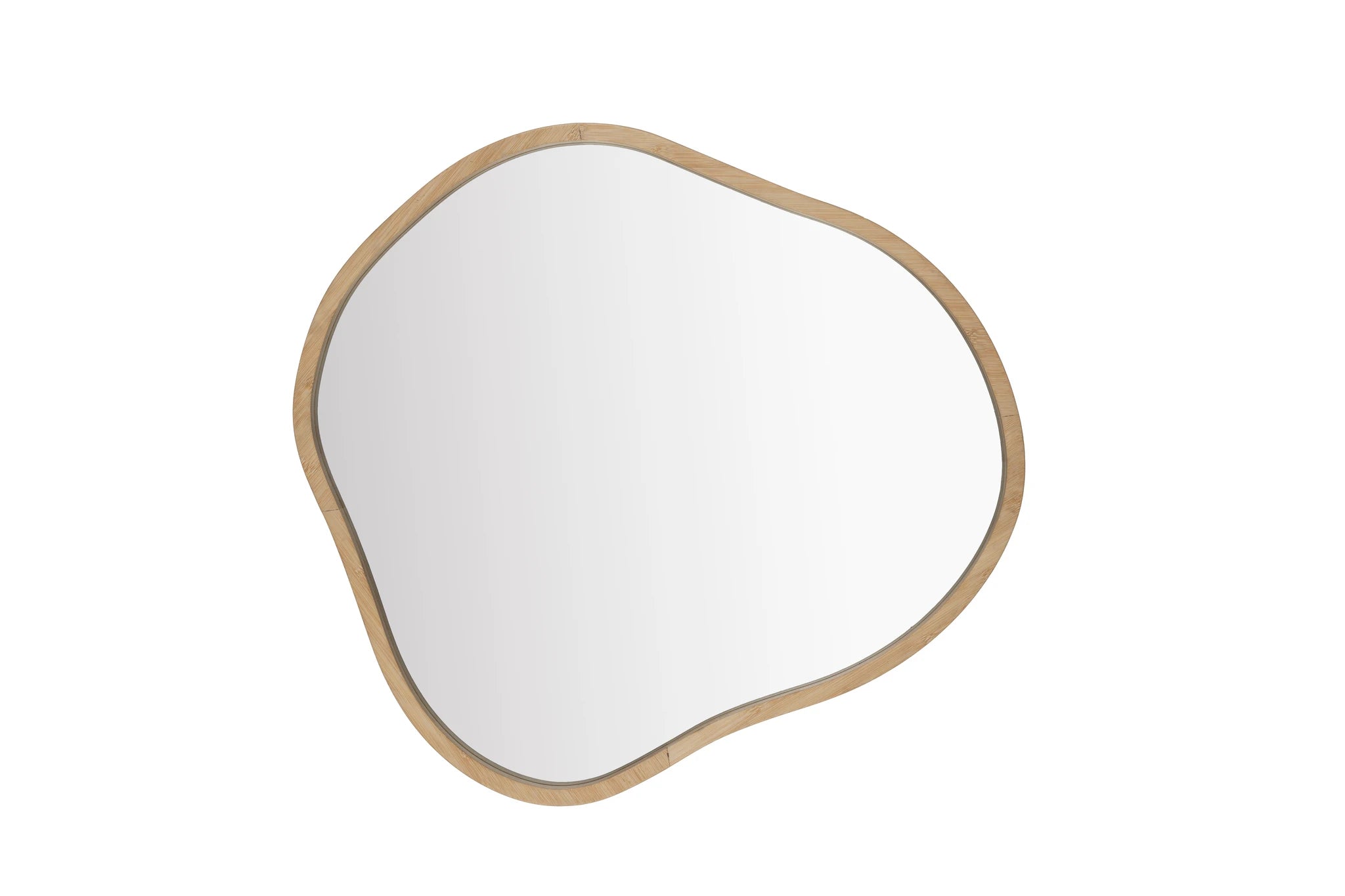 Zem Beige Bamboo Wood Wall Mirror 77x65cm