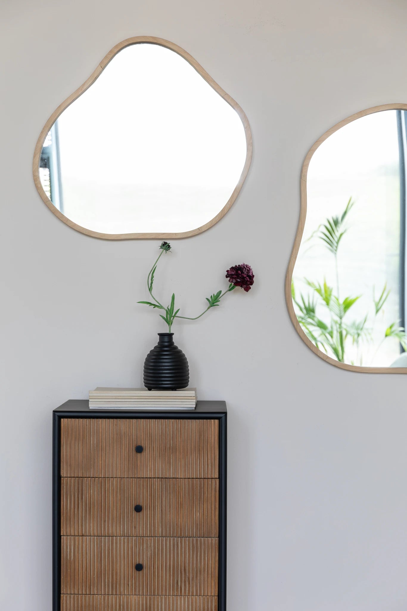 Zem Beige Bamboo Wood Wall Mirror 77x65cm