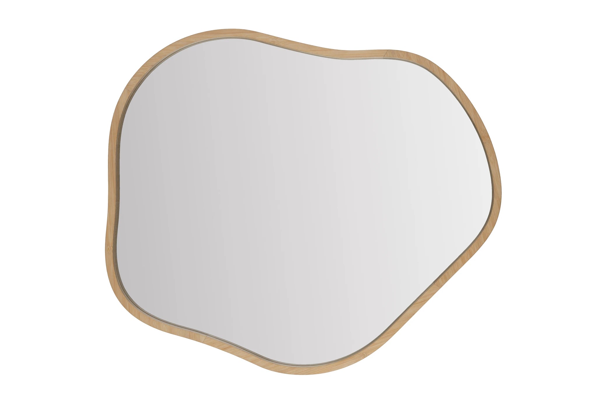 Zem Beige Bamboo Wood Wall Mirror 60x55cm