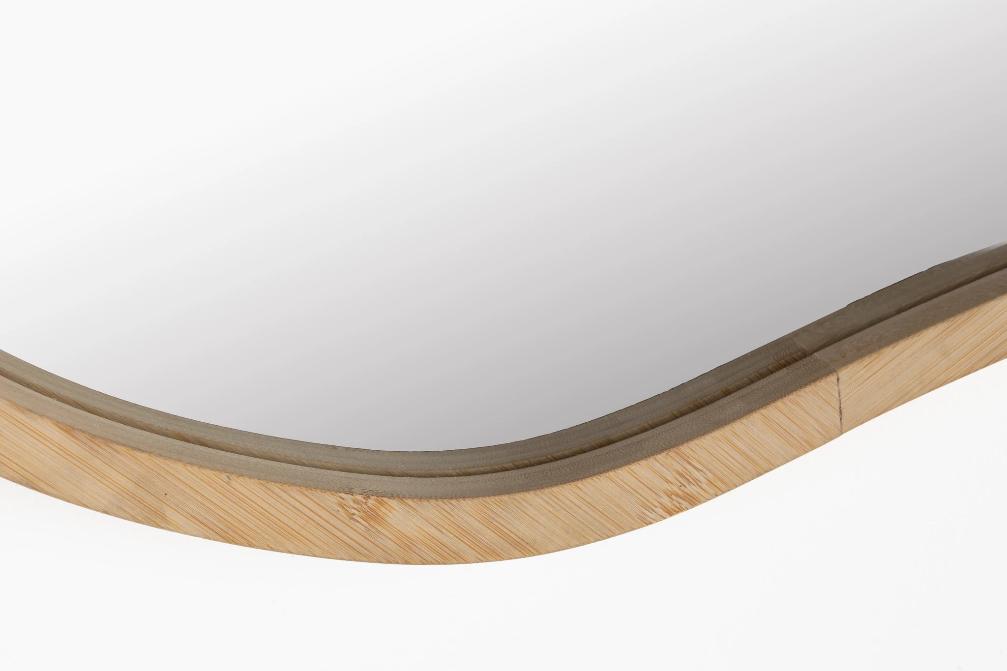 Zem Beige Bamboo Wood Wall Mirror 60x55cm