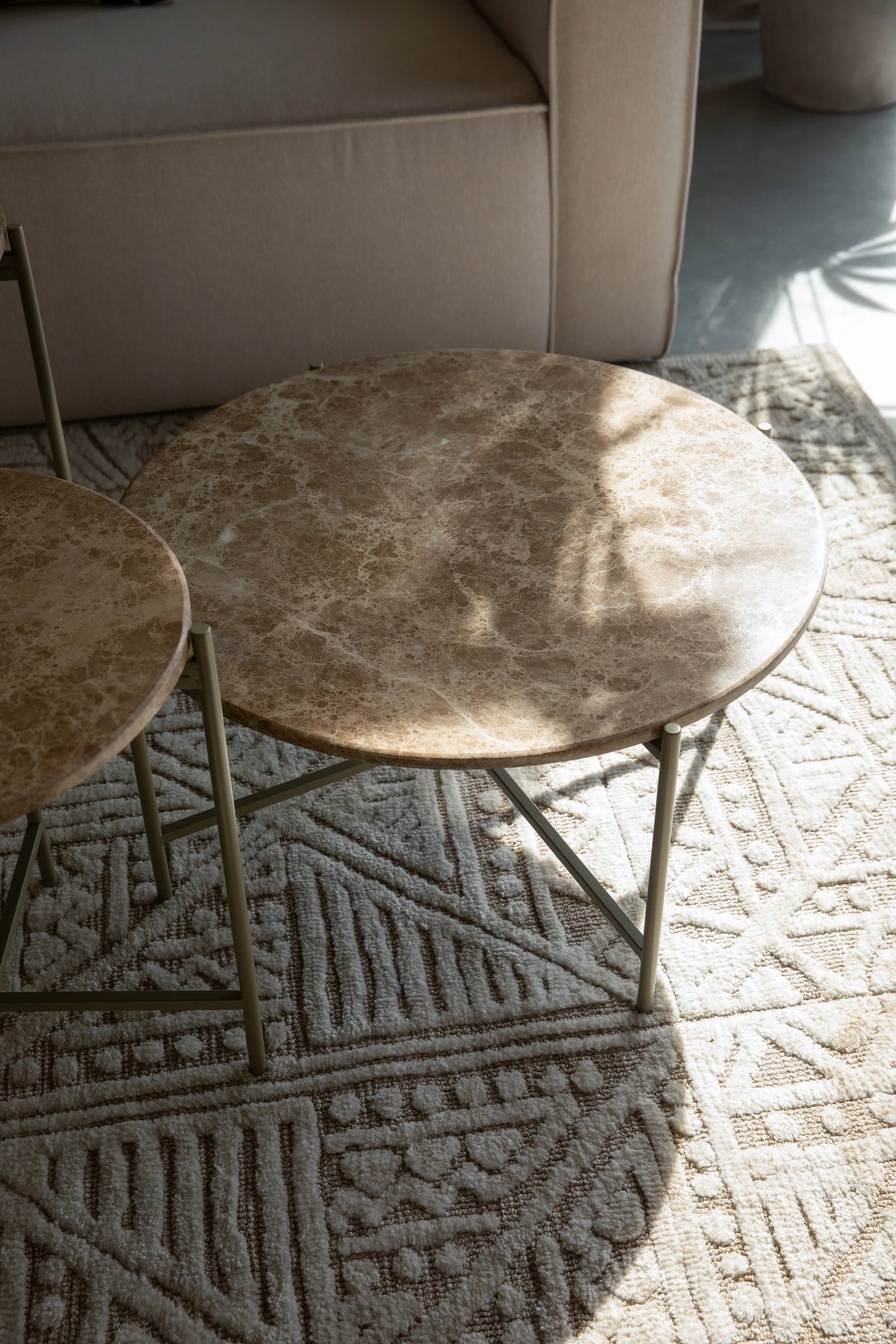 Tooz Beige Iron & Marble Side Table Large