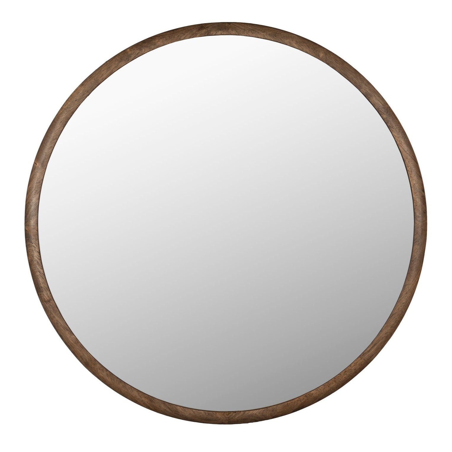 Dutchbone Gale Walnut Brown Wood Round Wall Mirror