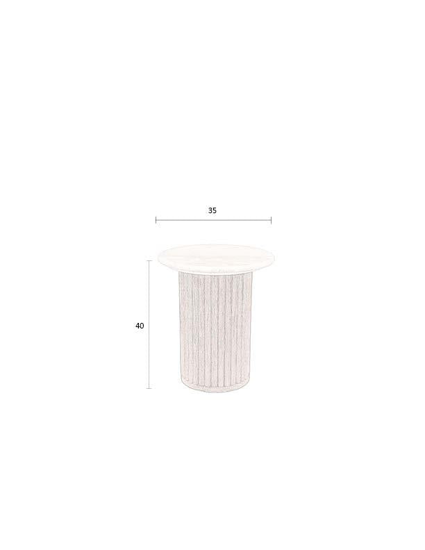 Dutchbone Arda Ribbed Brown Wood & Travertine Side Table