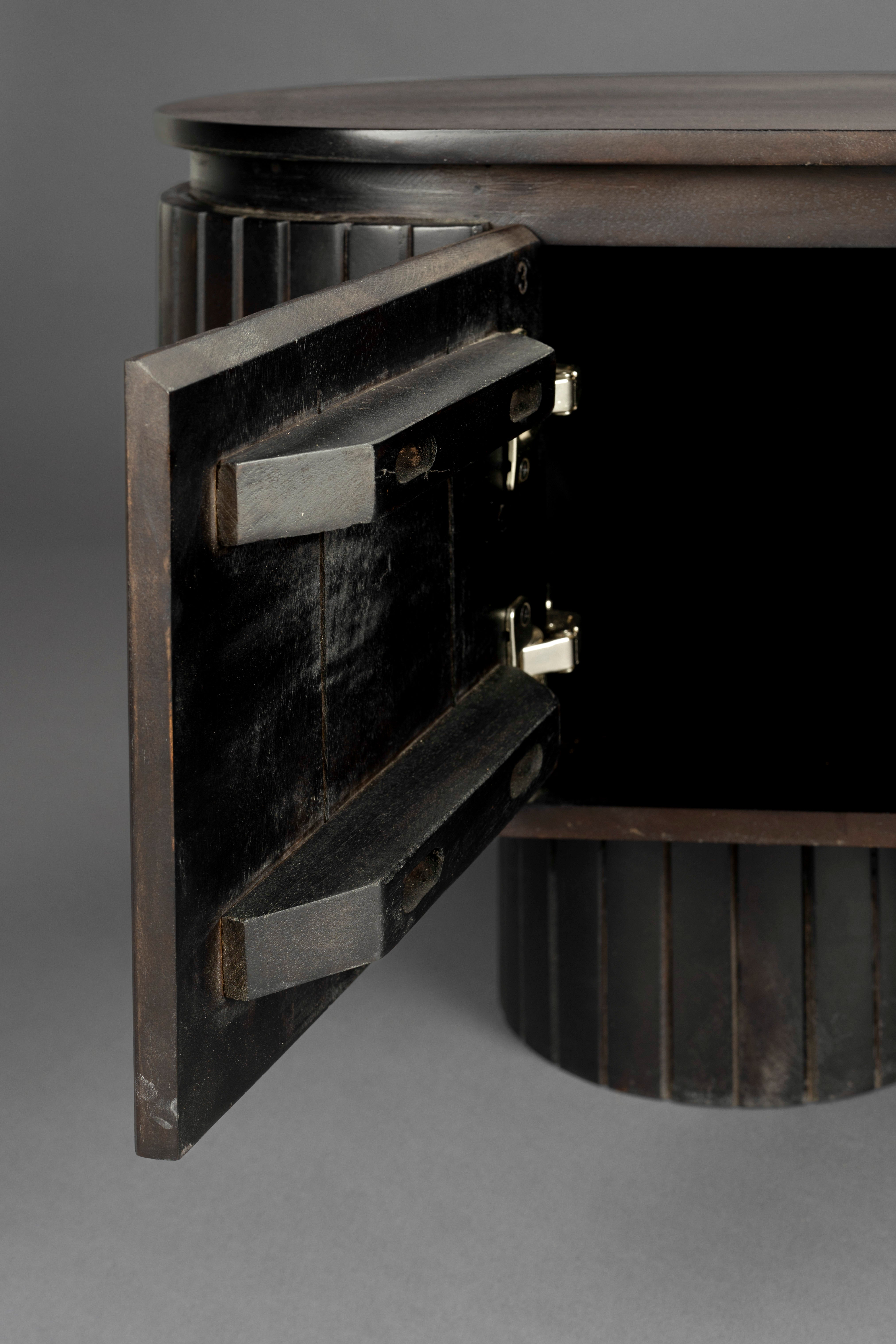 Dutchbone Kenji Slatted Black Wood Oval TV Unit