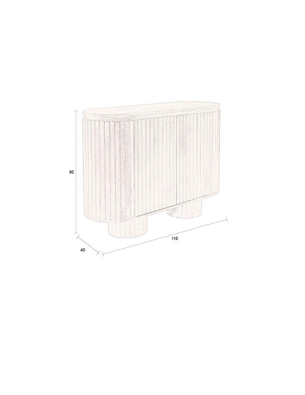 Dutchbone Kenji Slatted Black Wood Oval Sideboard