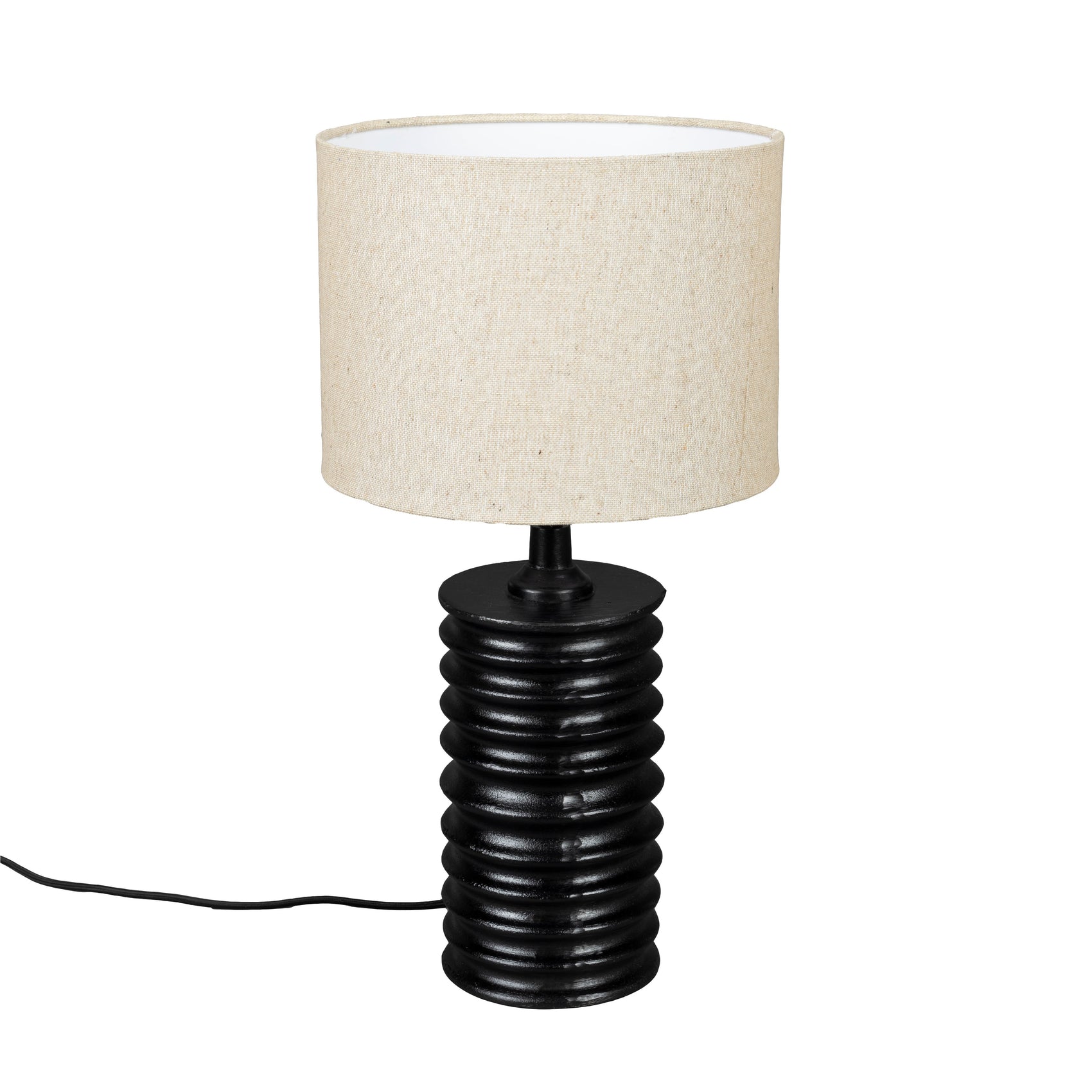 Dutchbone Yalu Ribbed Black Metal Table Lamp