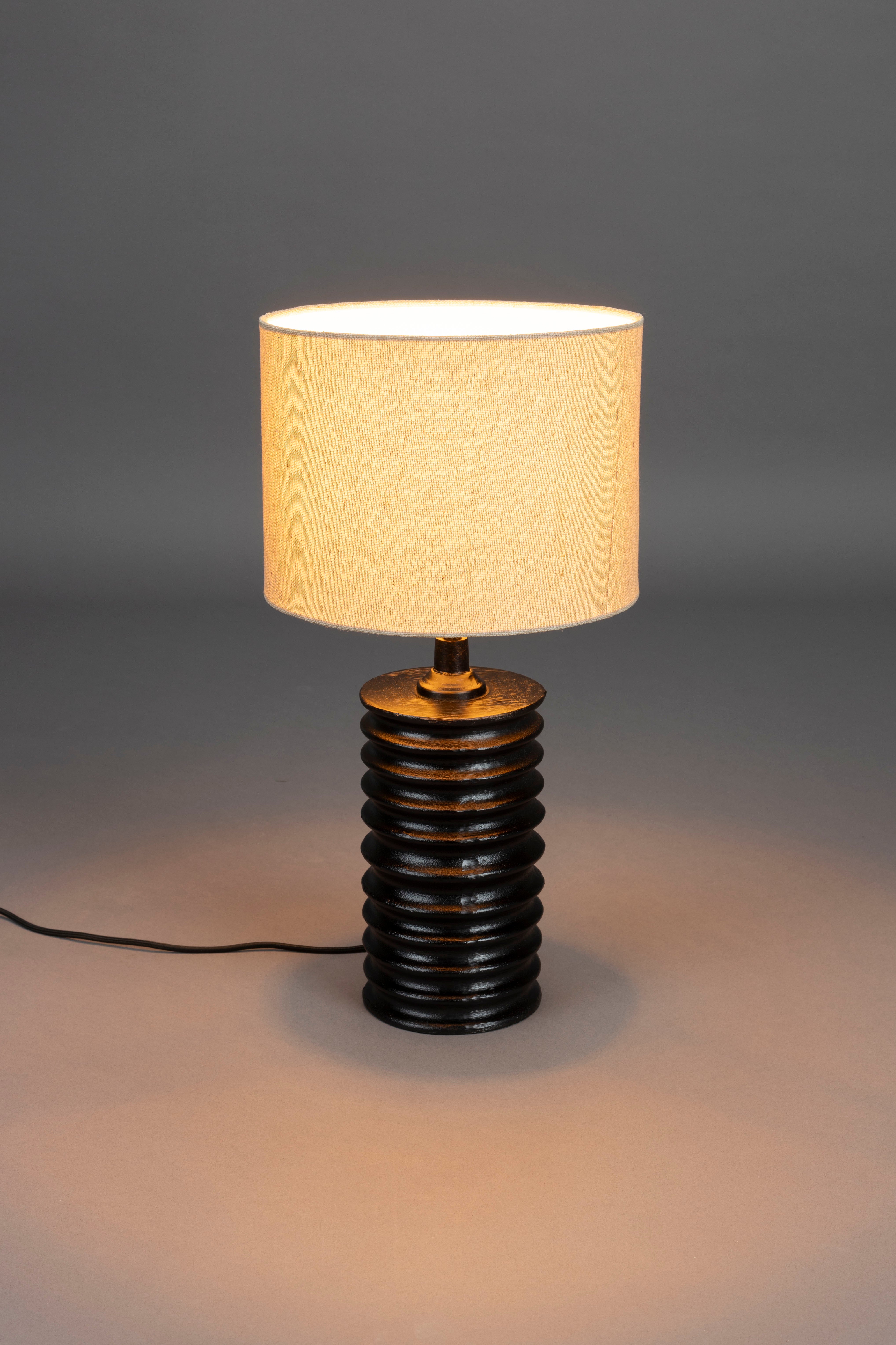 Dutchbone Yalu Ribbed Black Metal Table Lamp