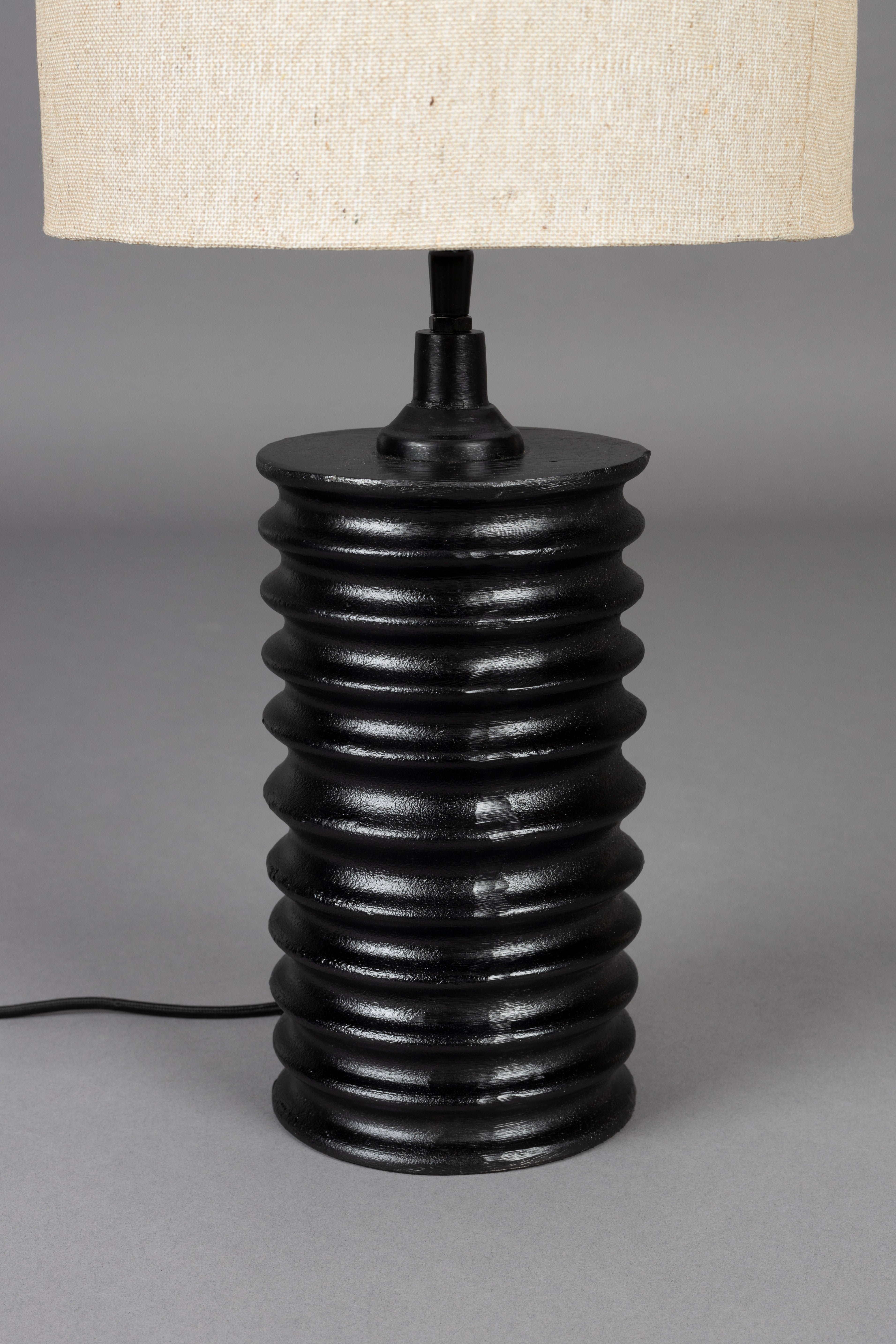 Dutchbone Yalu Ribbed Black Metal Table Lamp