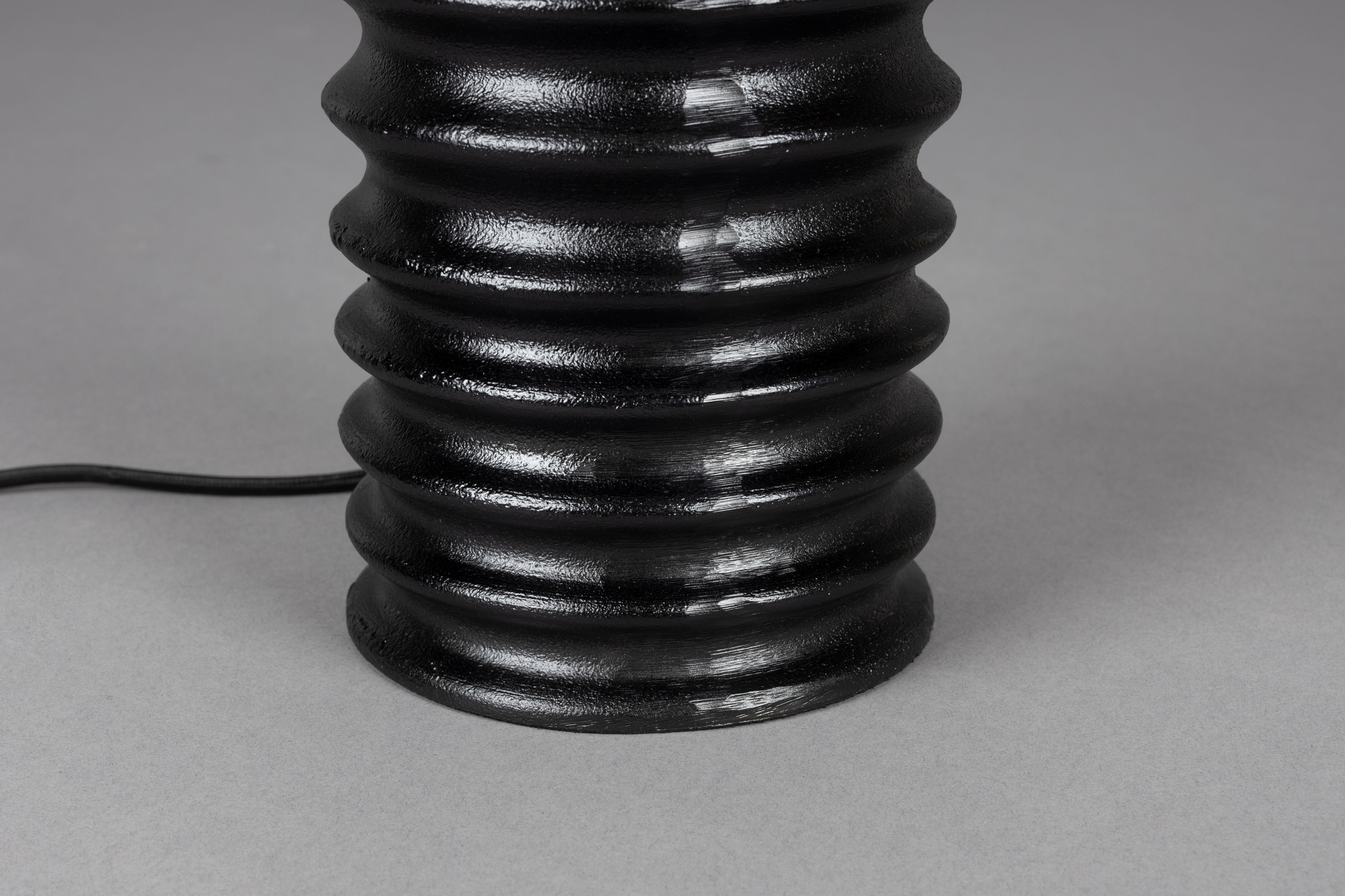 Dutchbone Yalu Ribbed Black Metal Table Lamp