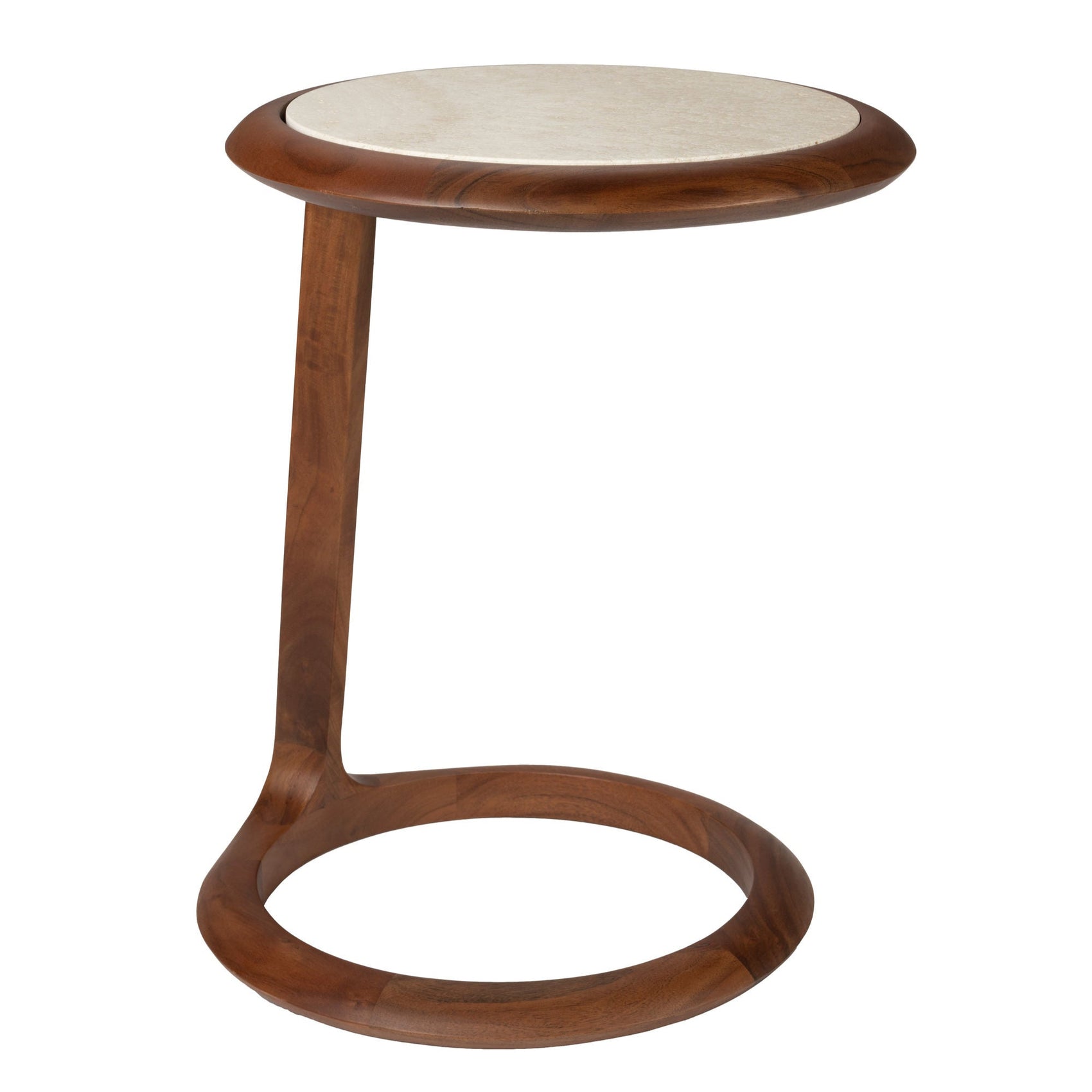 Zuiver Doppio Brown Acacia Wood & Travertine Side Table