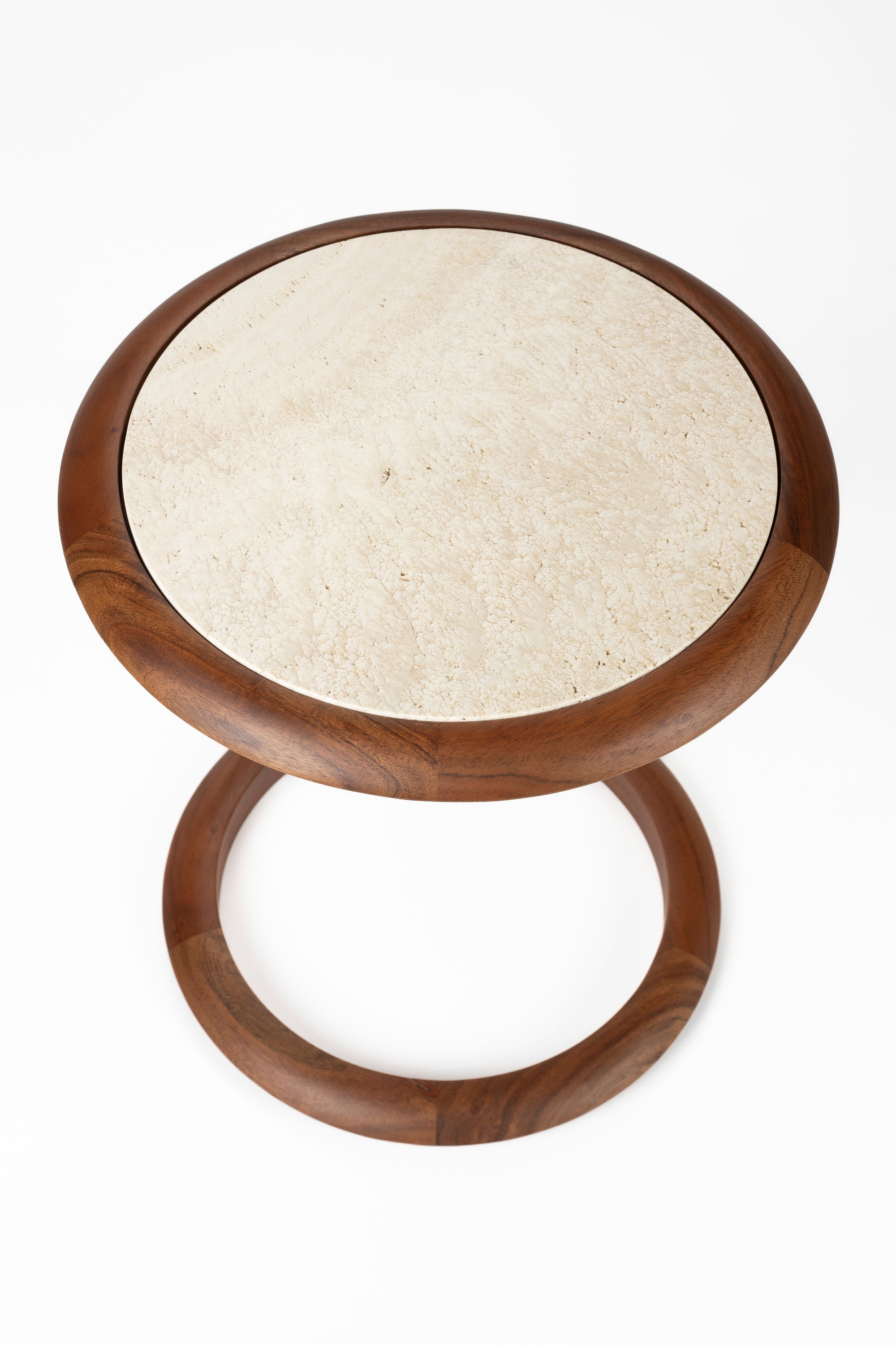Zuiver Doppio Brown Acacia Wood & Travertine Side Table