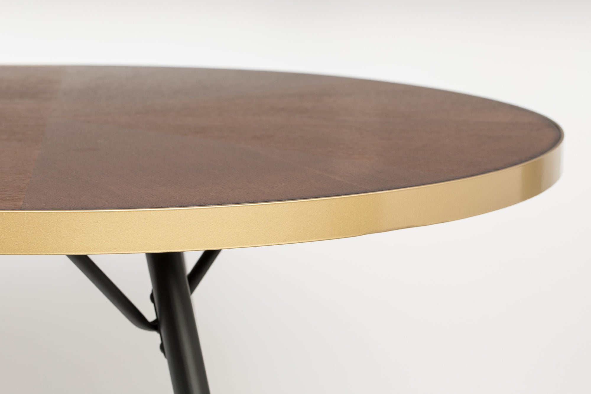 Denise Brown Wood & Gold Oval Dining Table 200cm
