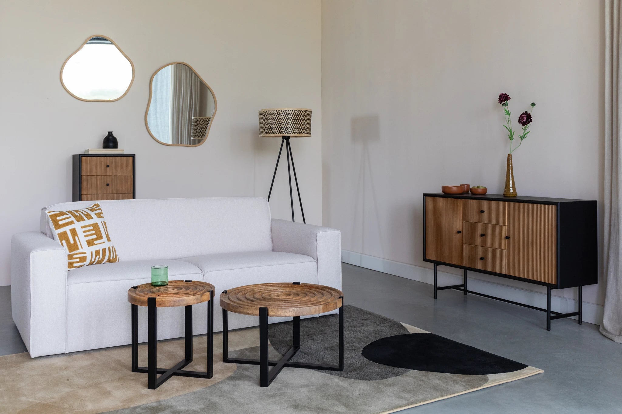 Coztilla Brown Pine Wood Sideboard