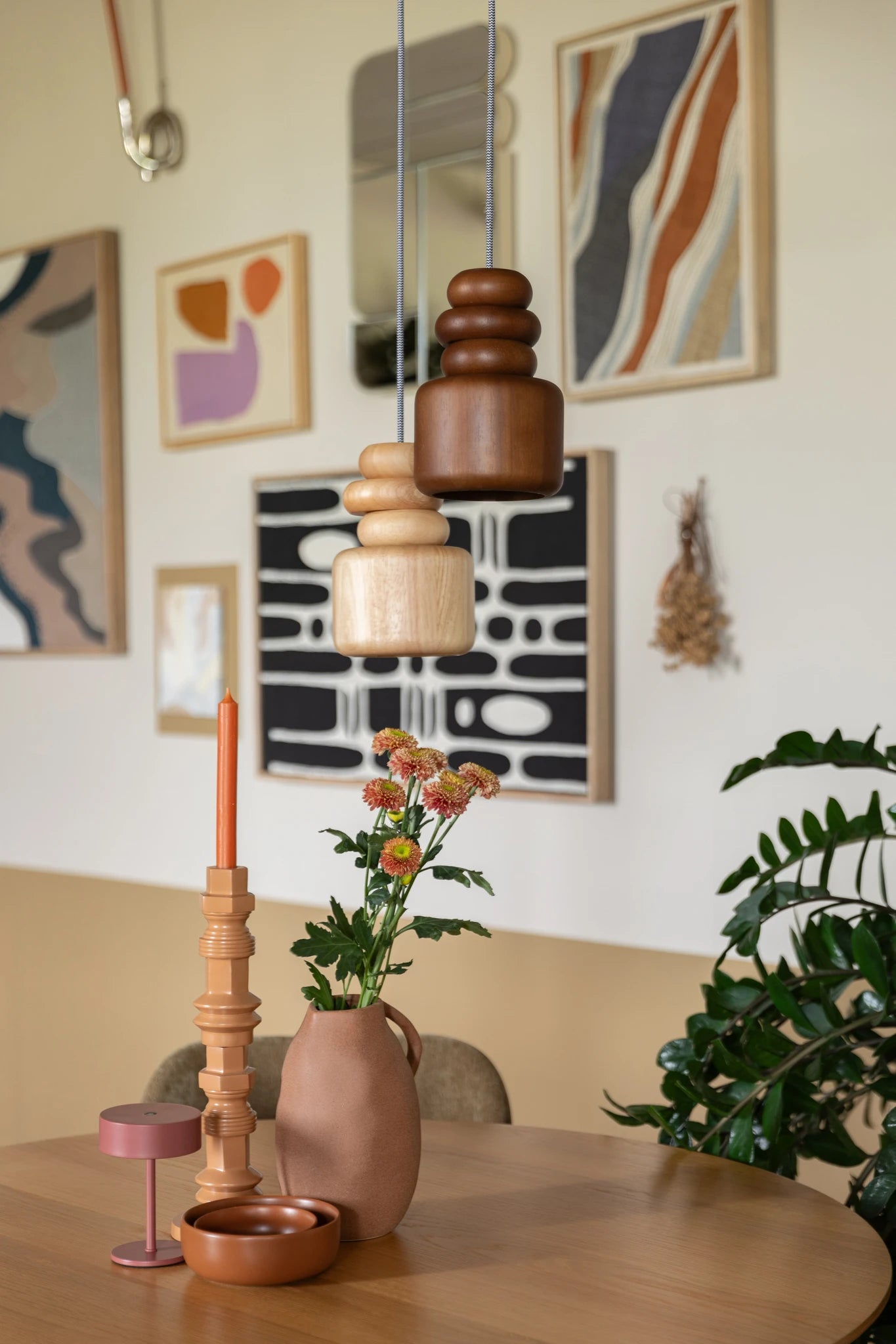 Zuiver Dicky Walnut Brown Wood Pendant Light