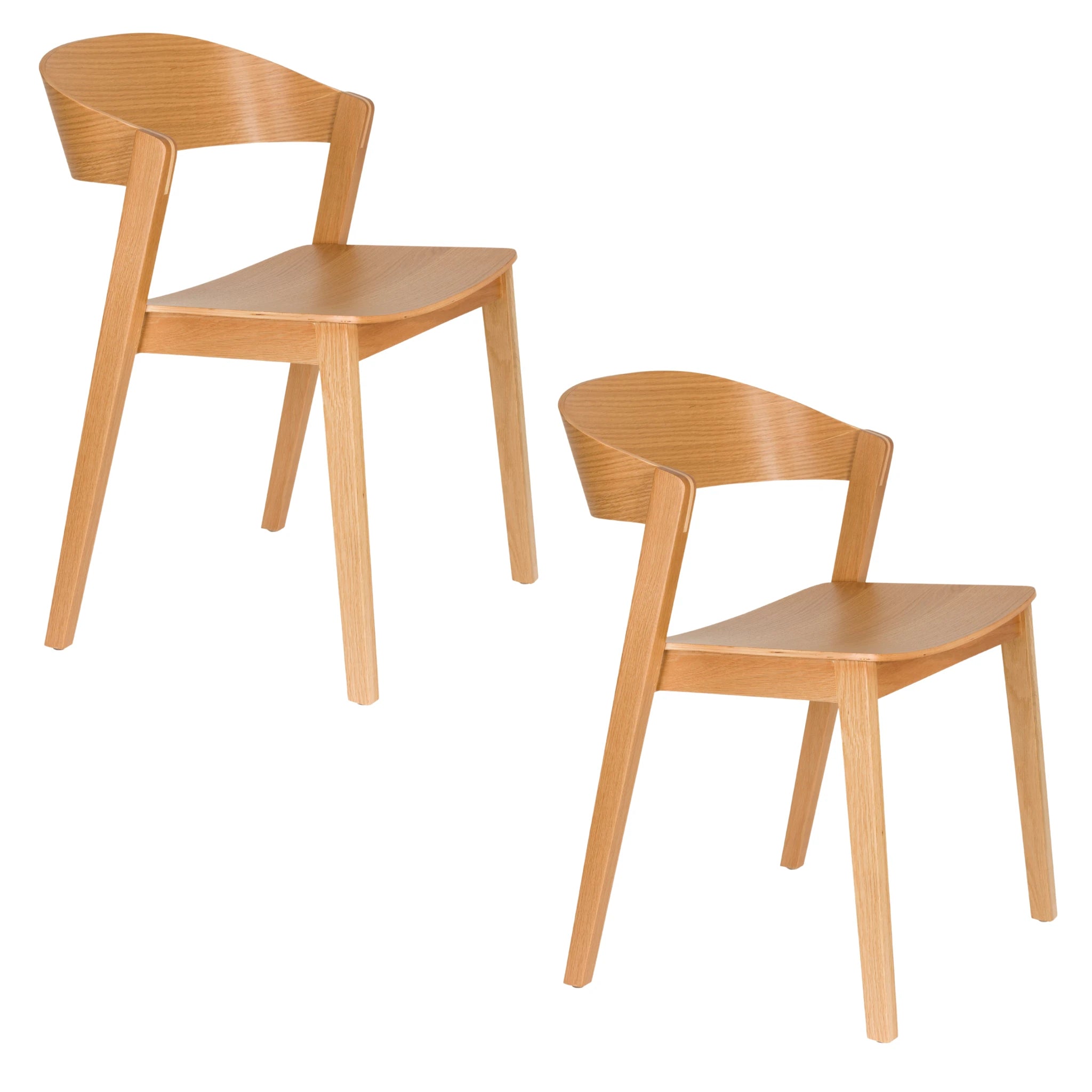 Set of 2 Wooz Natural Beech Wood Dining Chairs