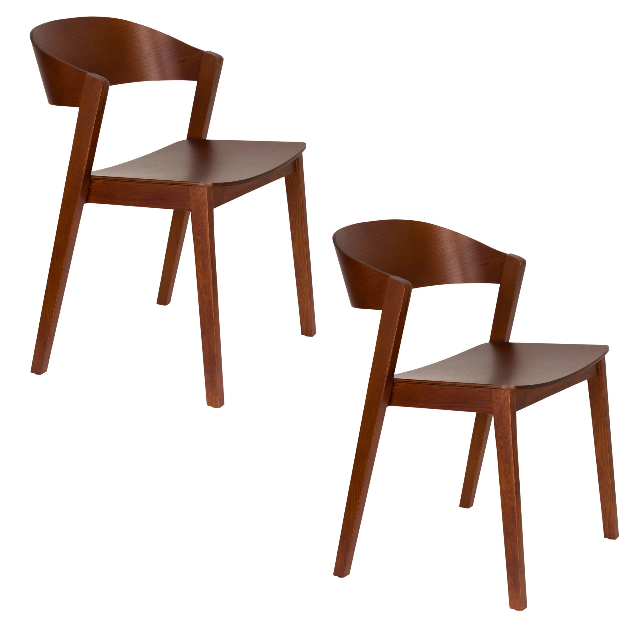 Set of 2 Wooz Walnut Brown Beech Wood Dining Chairs