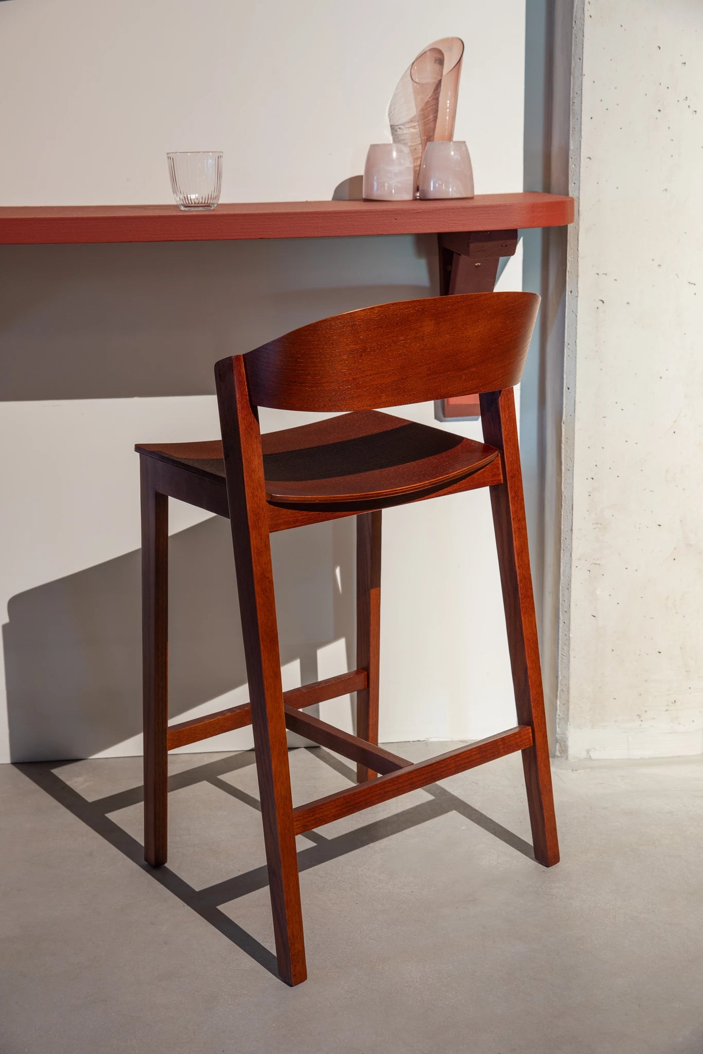 Wooz Walnut Brown Beech Wood Bar Stool