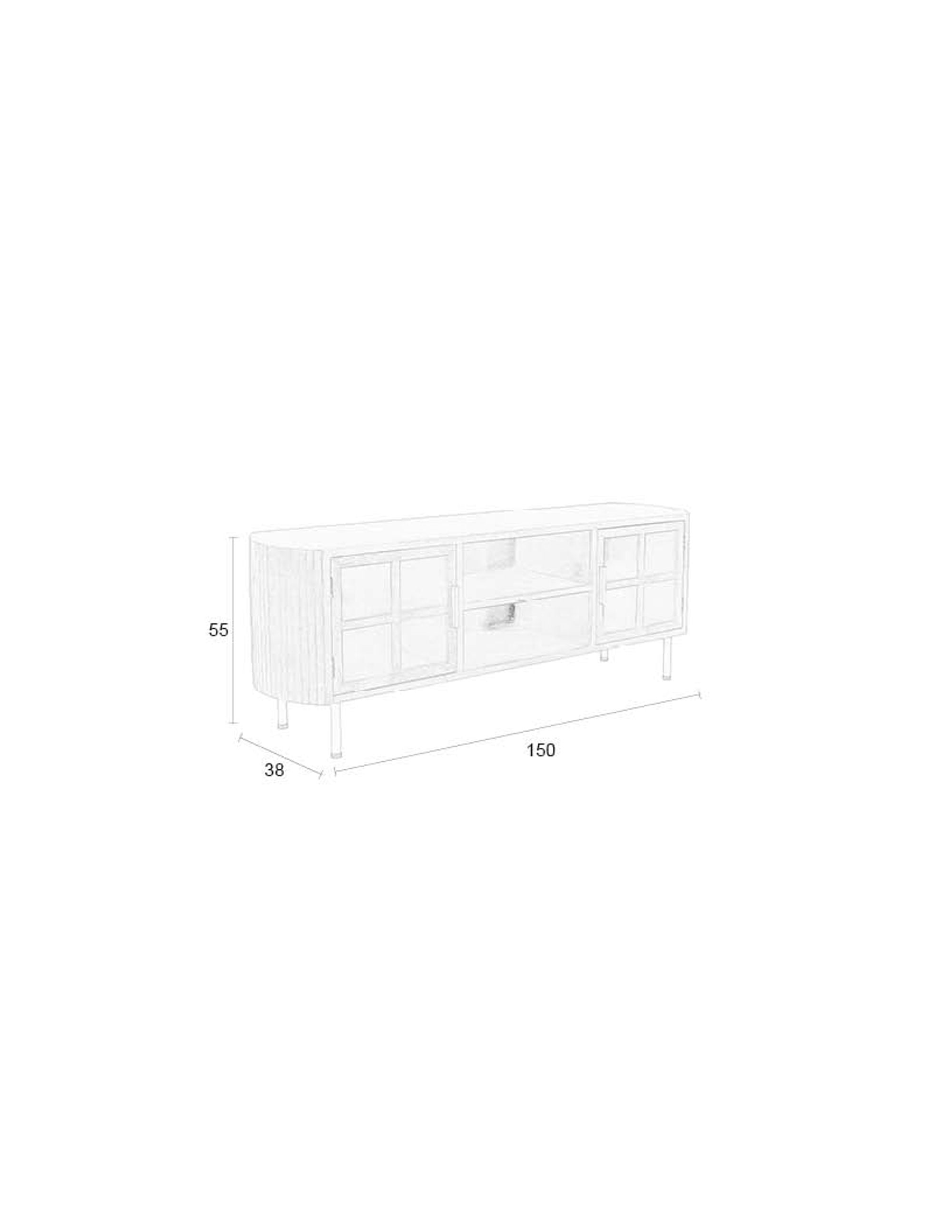 Yaz Slatted Natural Wood & Glass TV Unit
