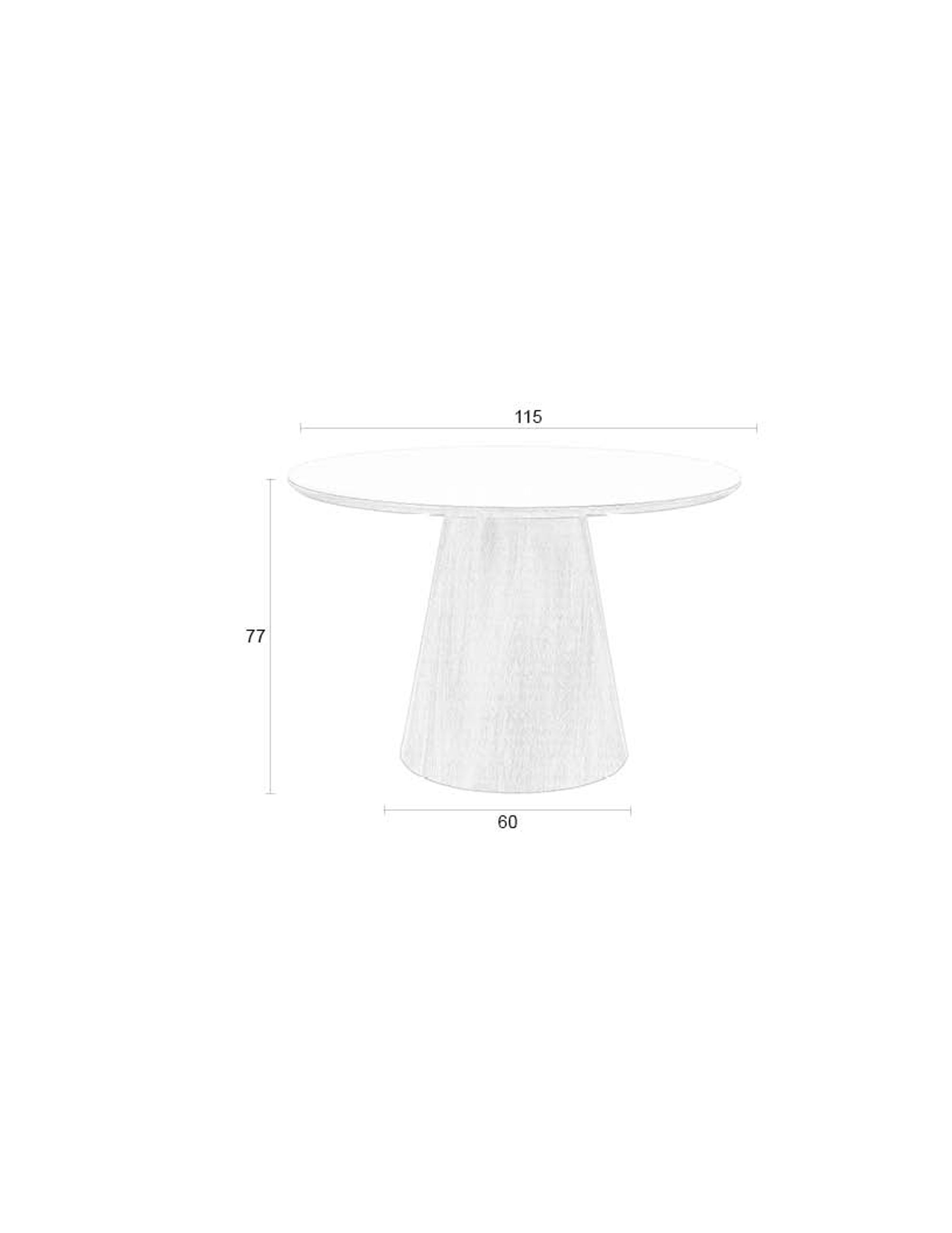Almira Walnut Brown Oak Wood & White Marble Round Dining Table