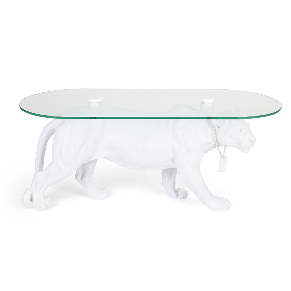 Bold Monkey Dope as Hell All White Panther Coffee Table