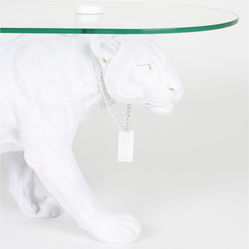 Bold Monkey Dope as Hell All White Panther Coffee Table