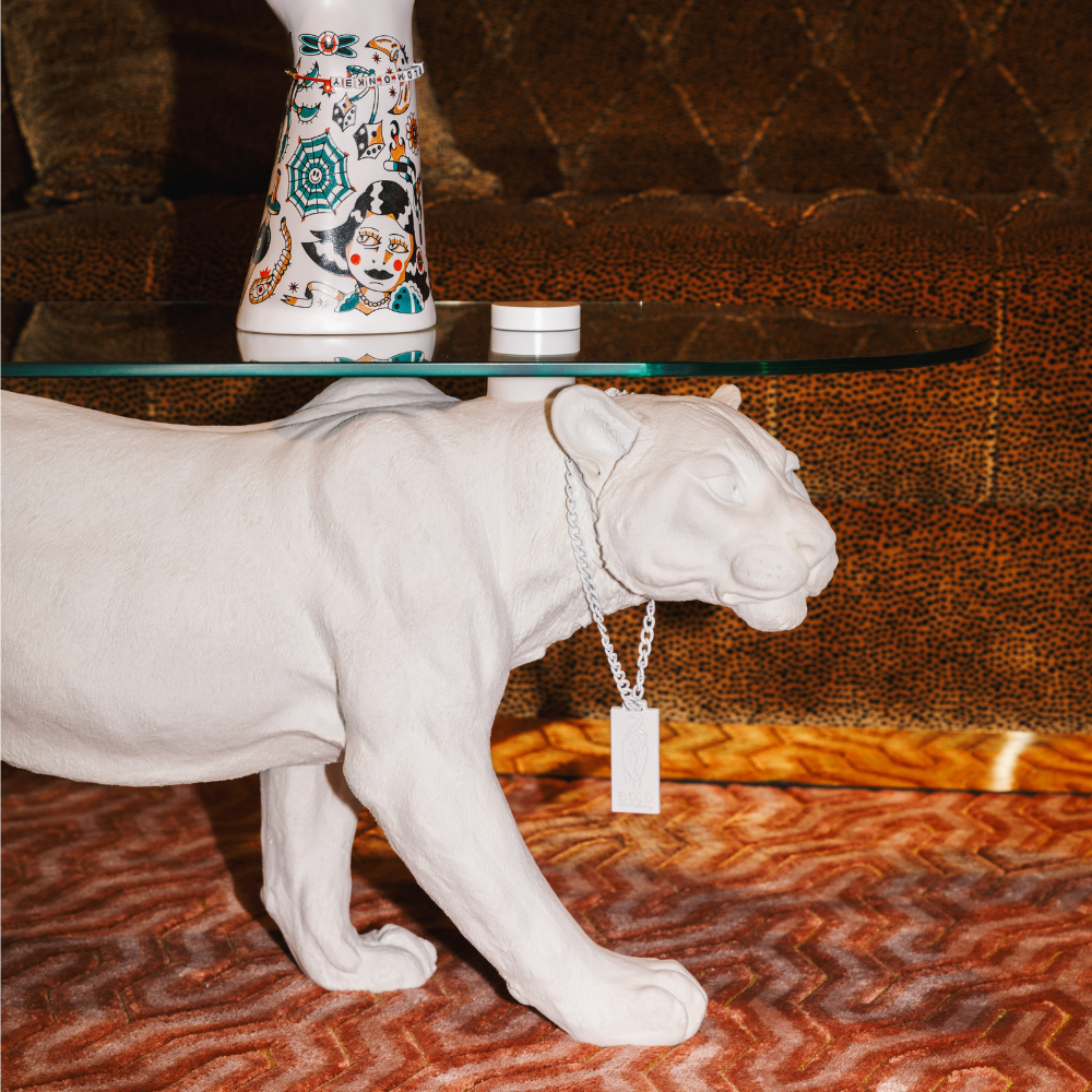 Bold Monkey Dope as Hell All White Panther Coffee Table