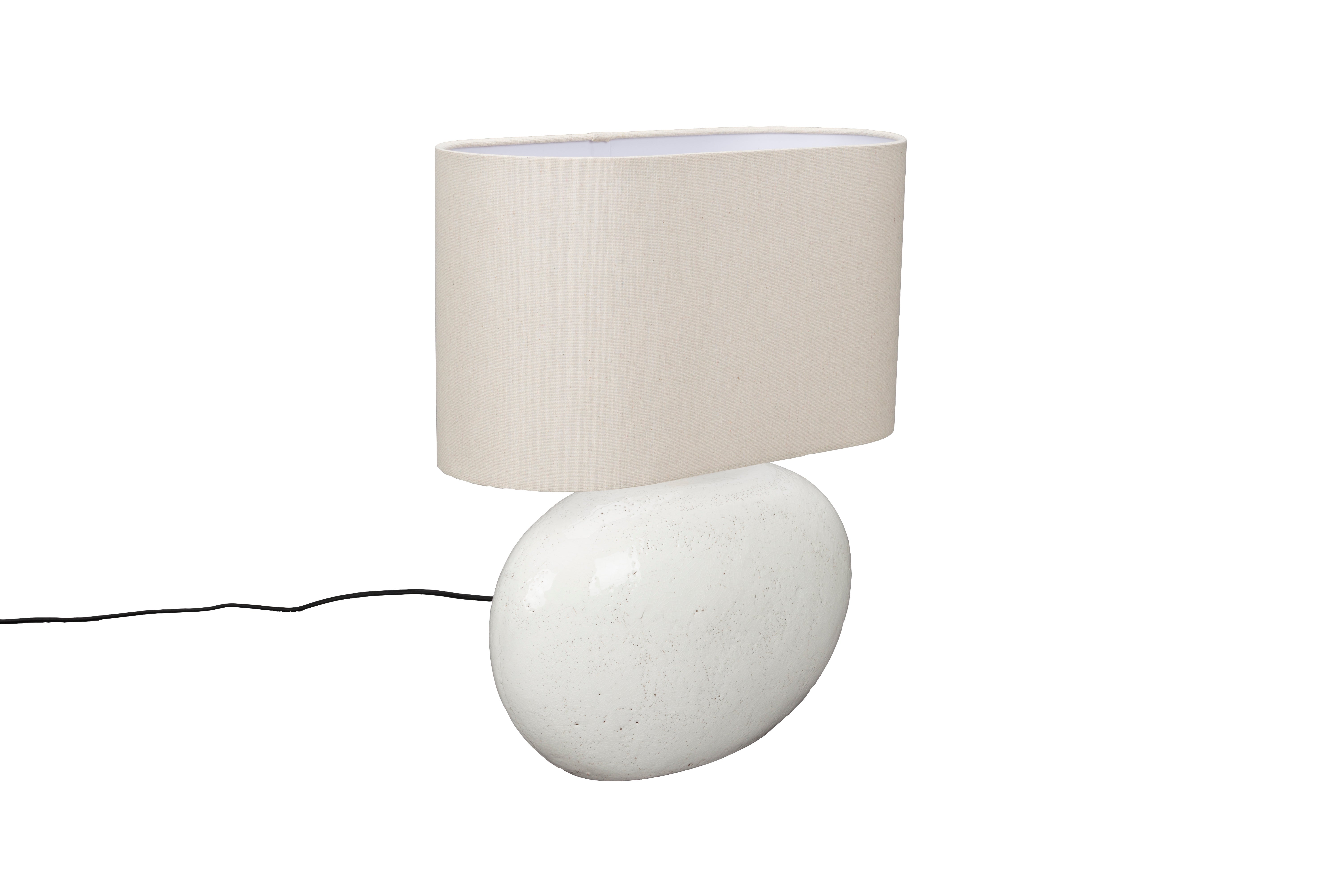 Dutchbone Hailey Gloss White Ceramic Oval Table Lamp