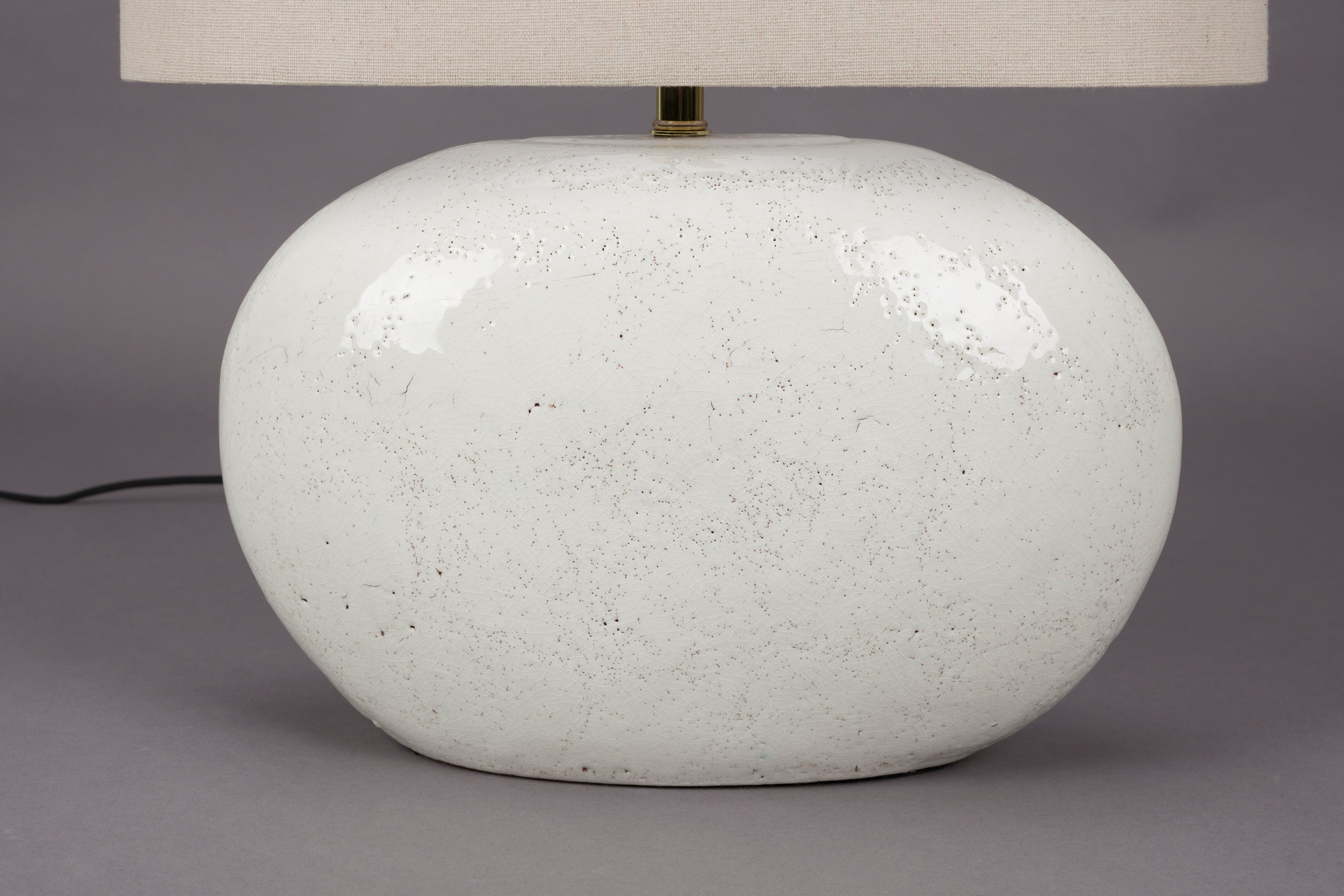 Dutchbone Hailey Gloss White Ceramic Oval Table Lamp