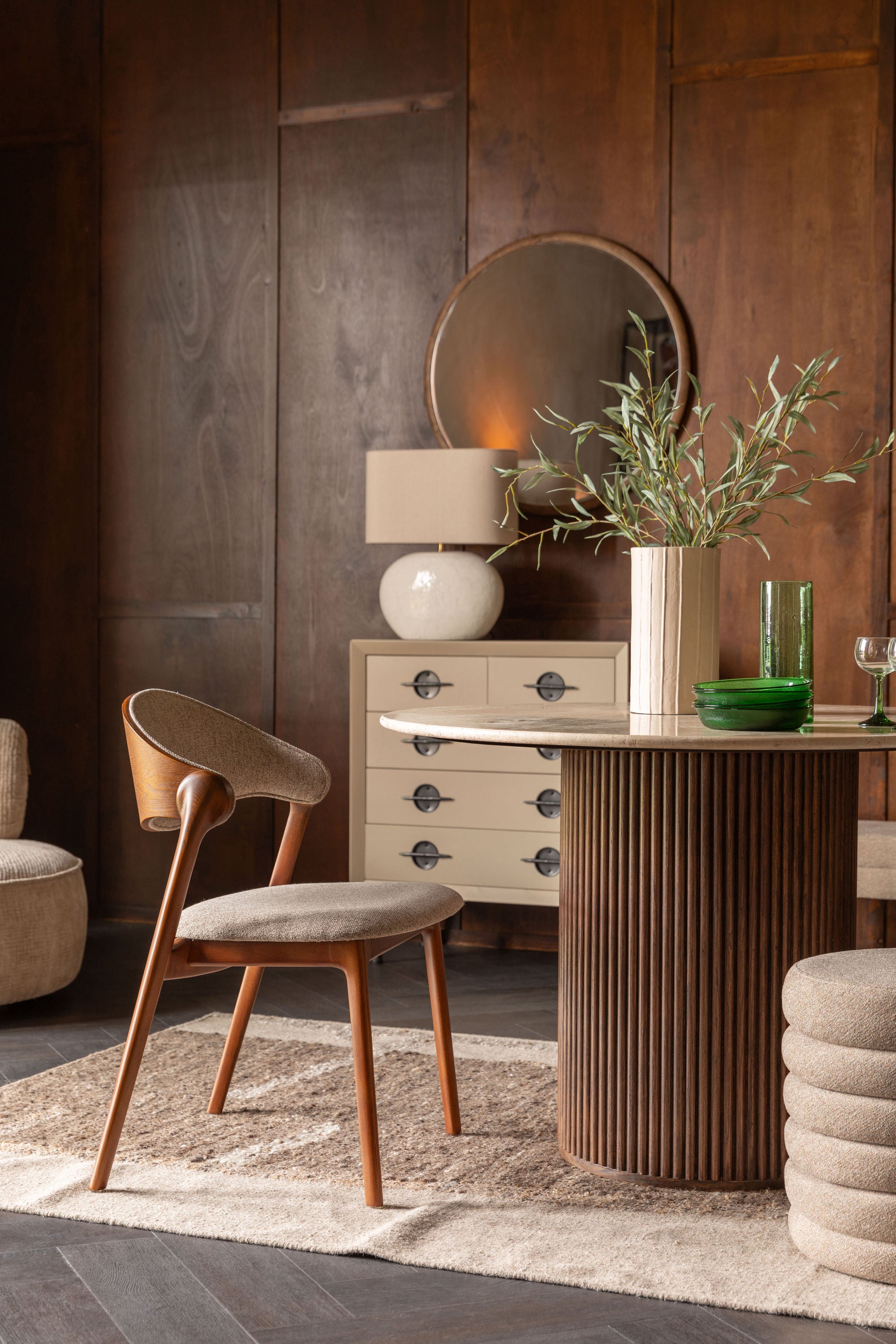 Dutchbone Hailey Gloss White Ceramic Oval Table Lamp