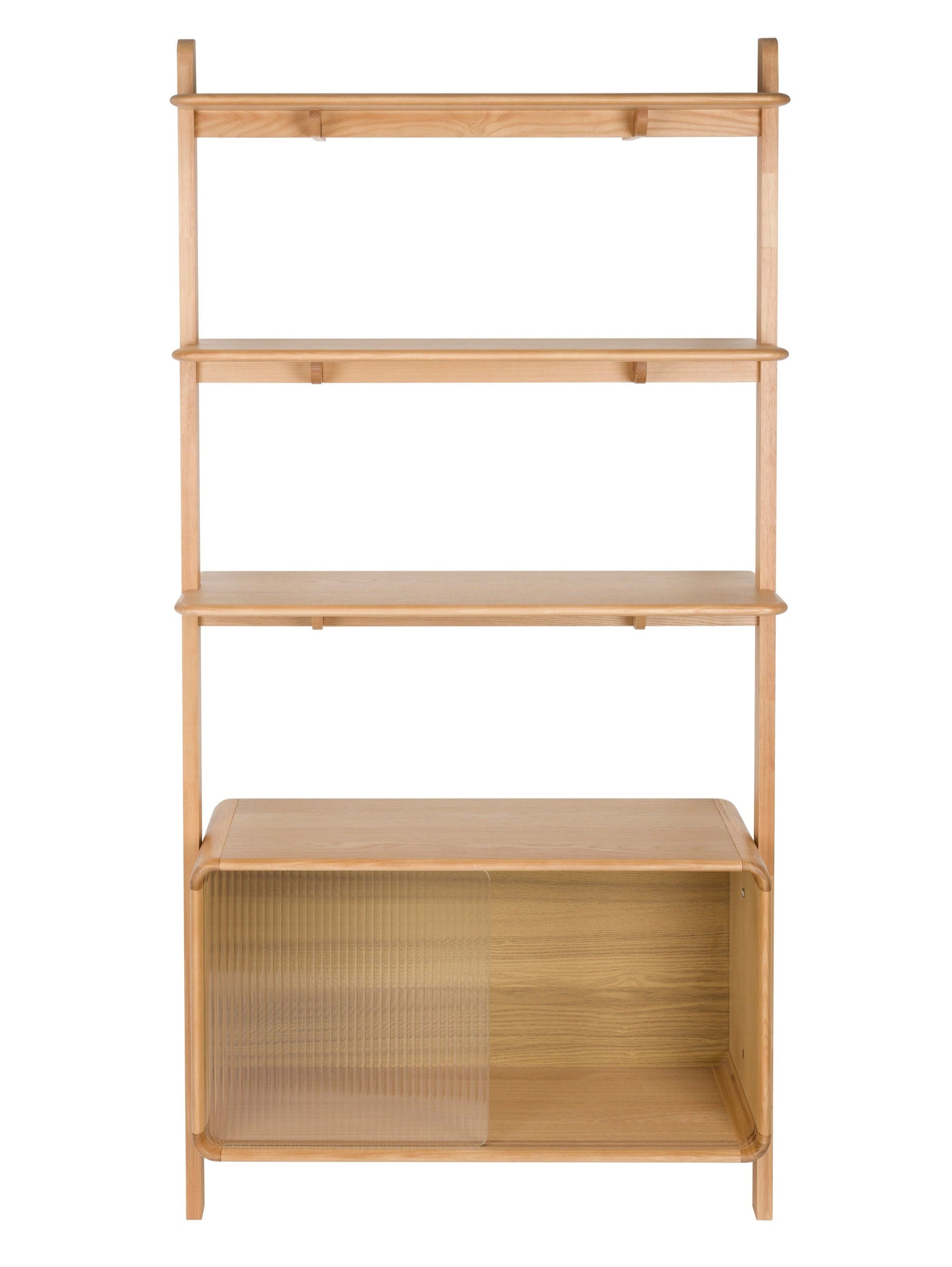 Zuiver Rise Natural Oak Wood & Ribbed Glass Display Unit