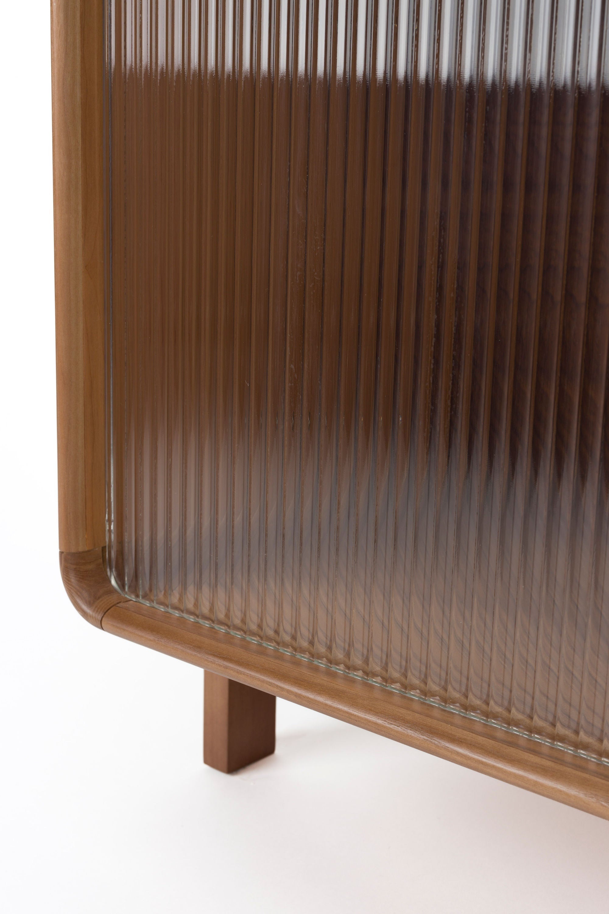 Zuiver Rise Walnut Brown Wood & Ribbed Glass Display Unit