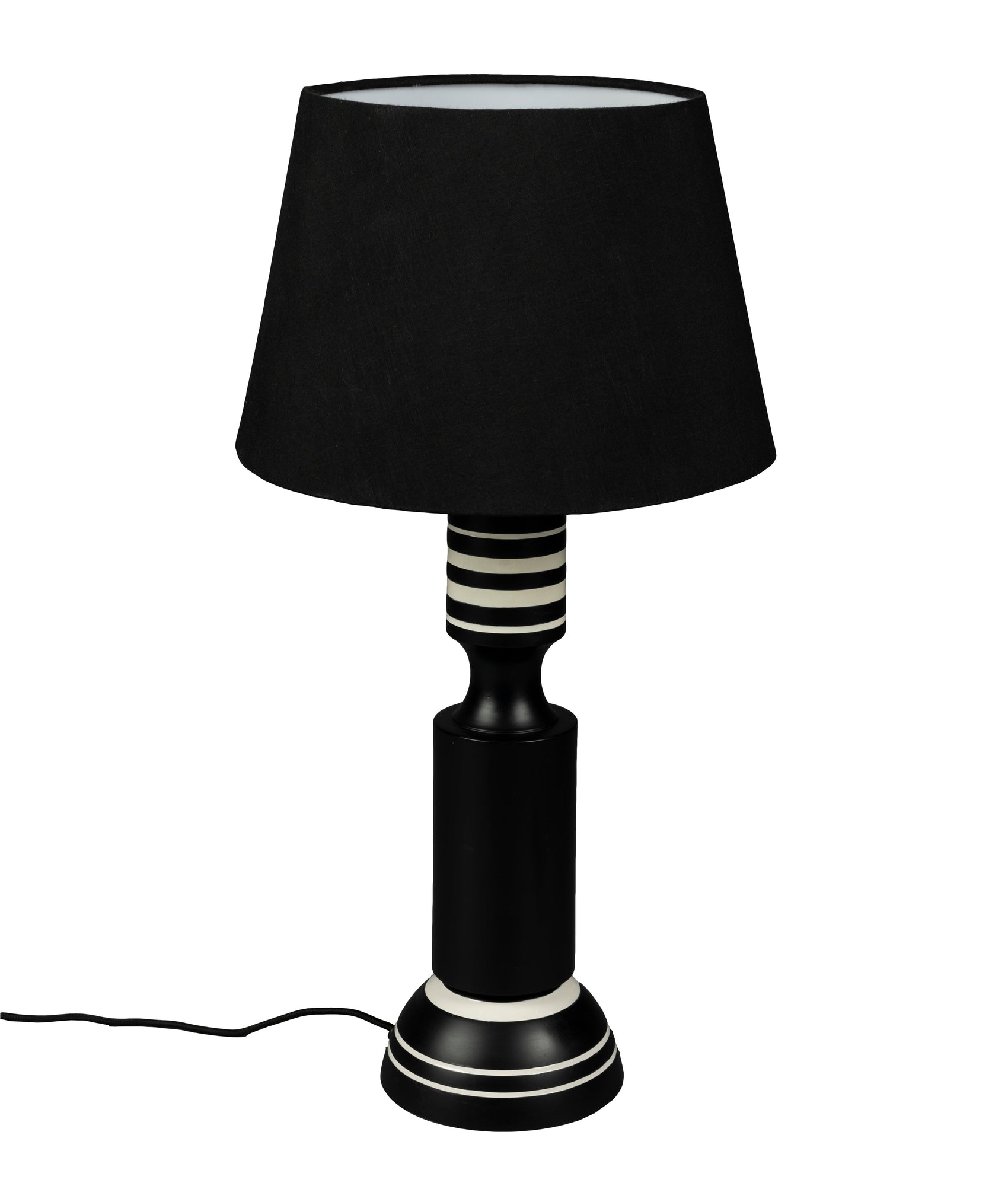 Dutchbone Virgil Matt Black & White Striped Table Lamp