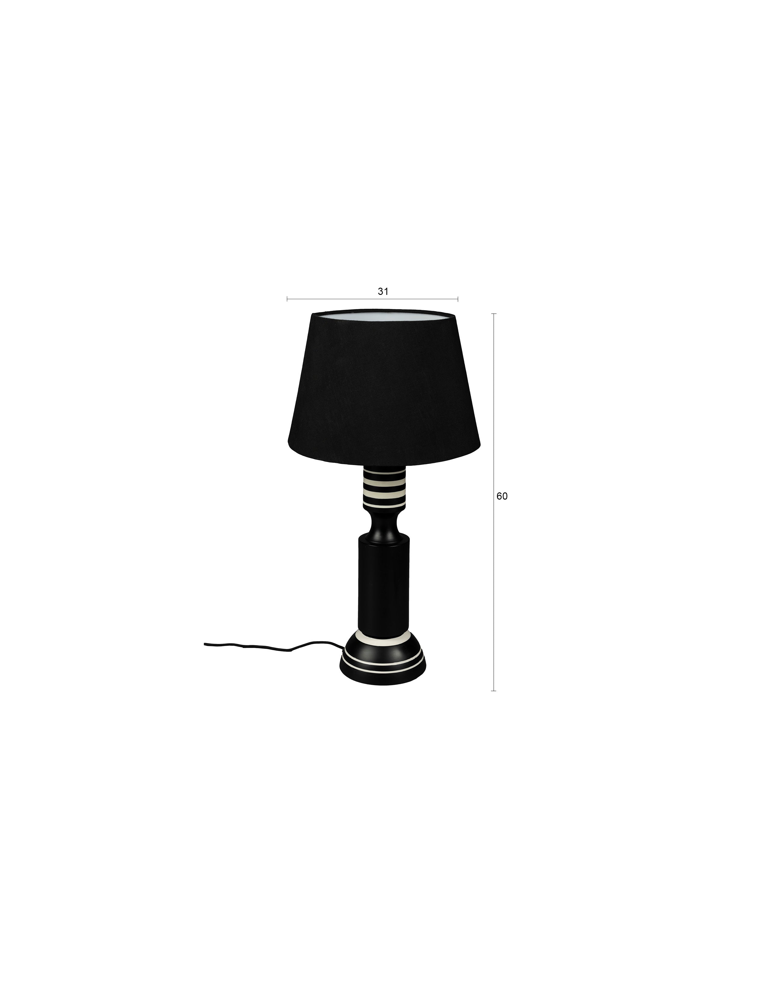 Dutchbone Virgil Matt Black & White Striped Table Lamp
