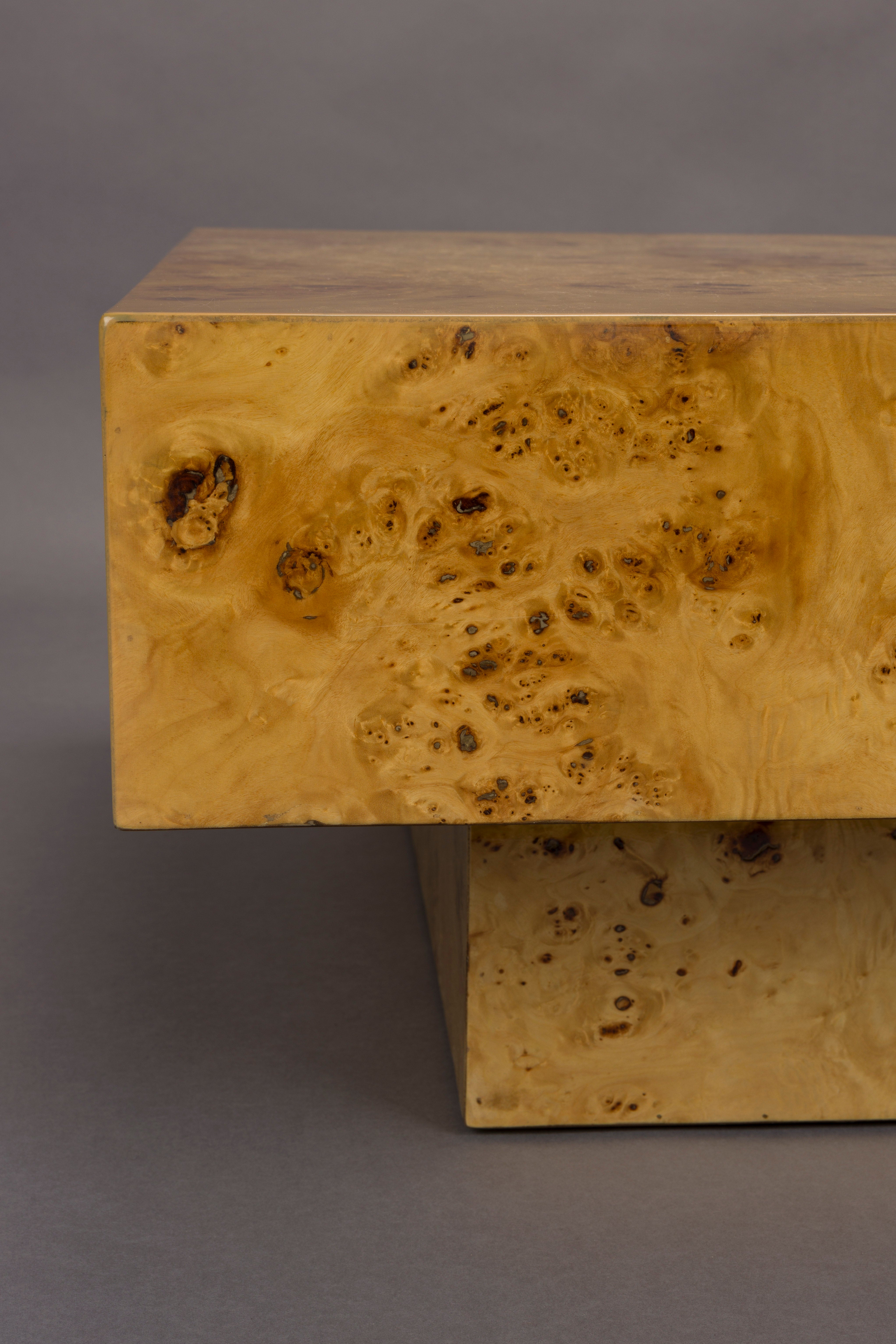 Dutchbone Quinn Natural Burl Wood Square Coffee Table
