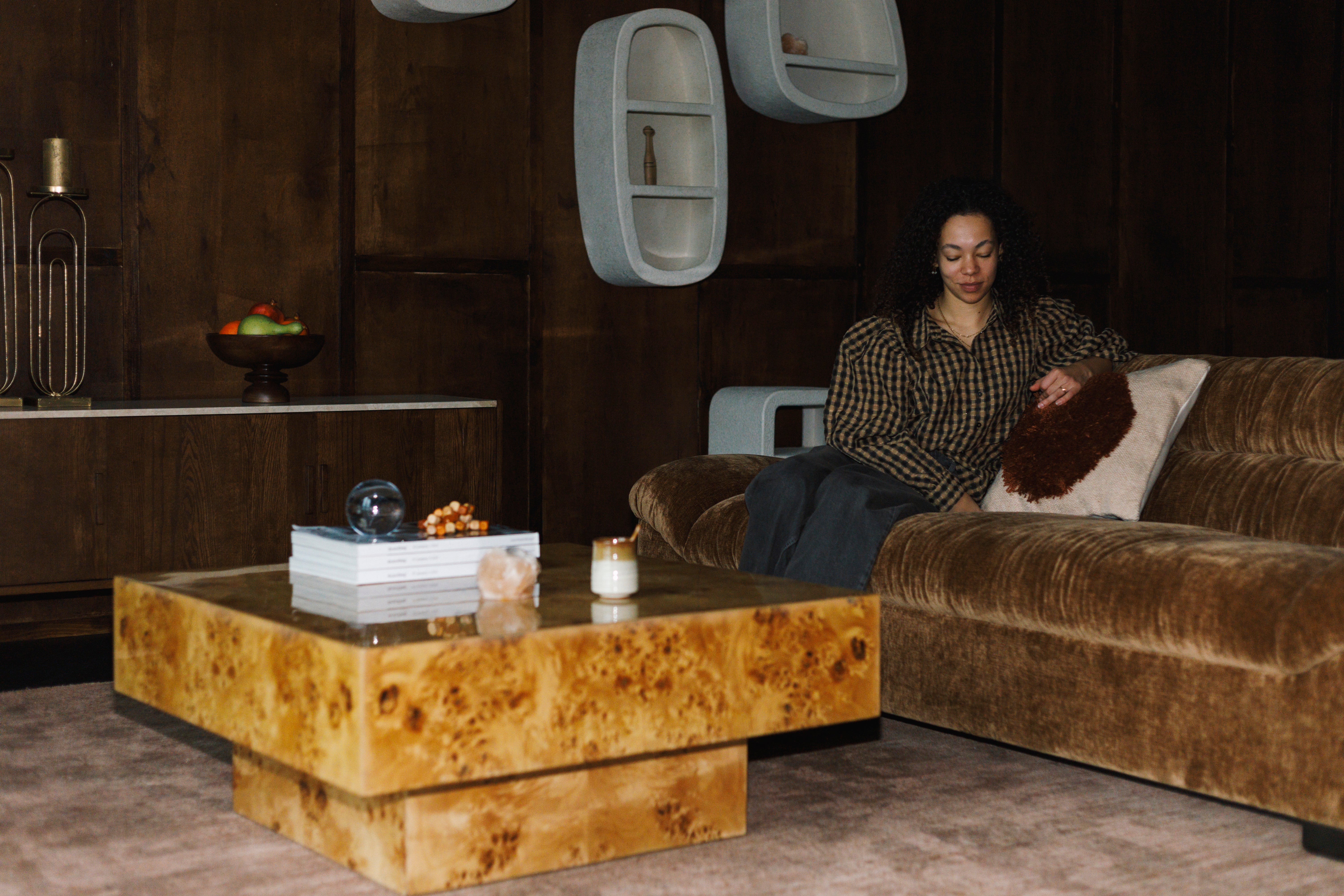 Dutchbone Quinn Natural Burl Wood Square Coffee Table