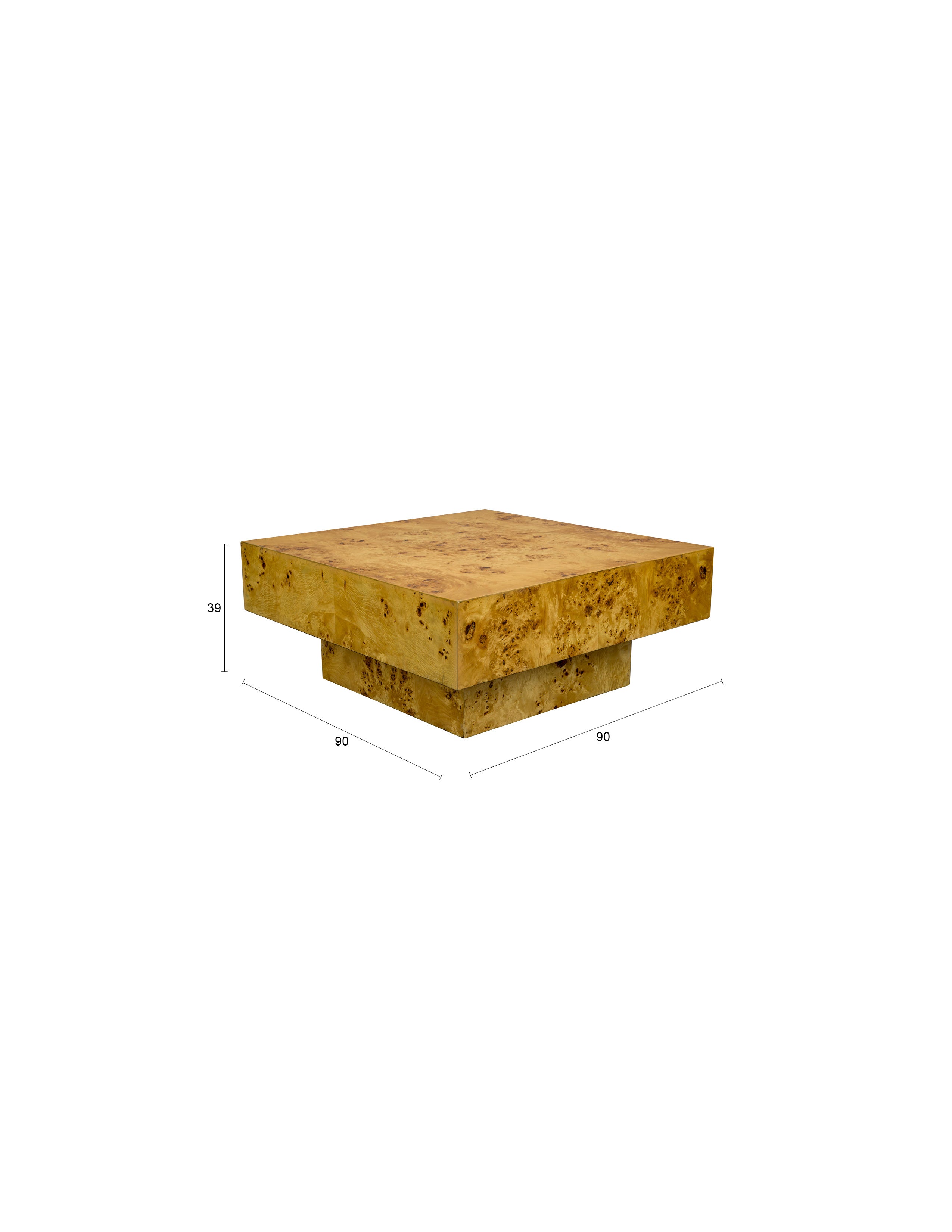 Dutchbone Quinn Natural Burl Wood Square Coffee Table