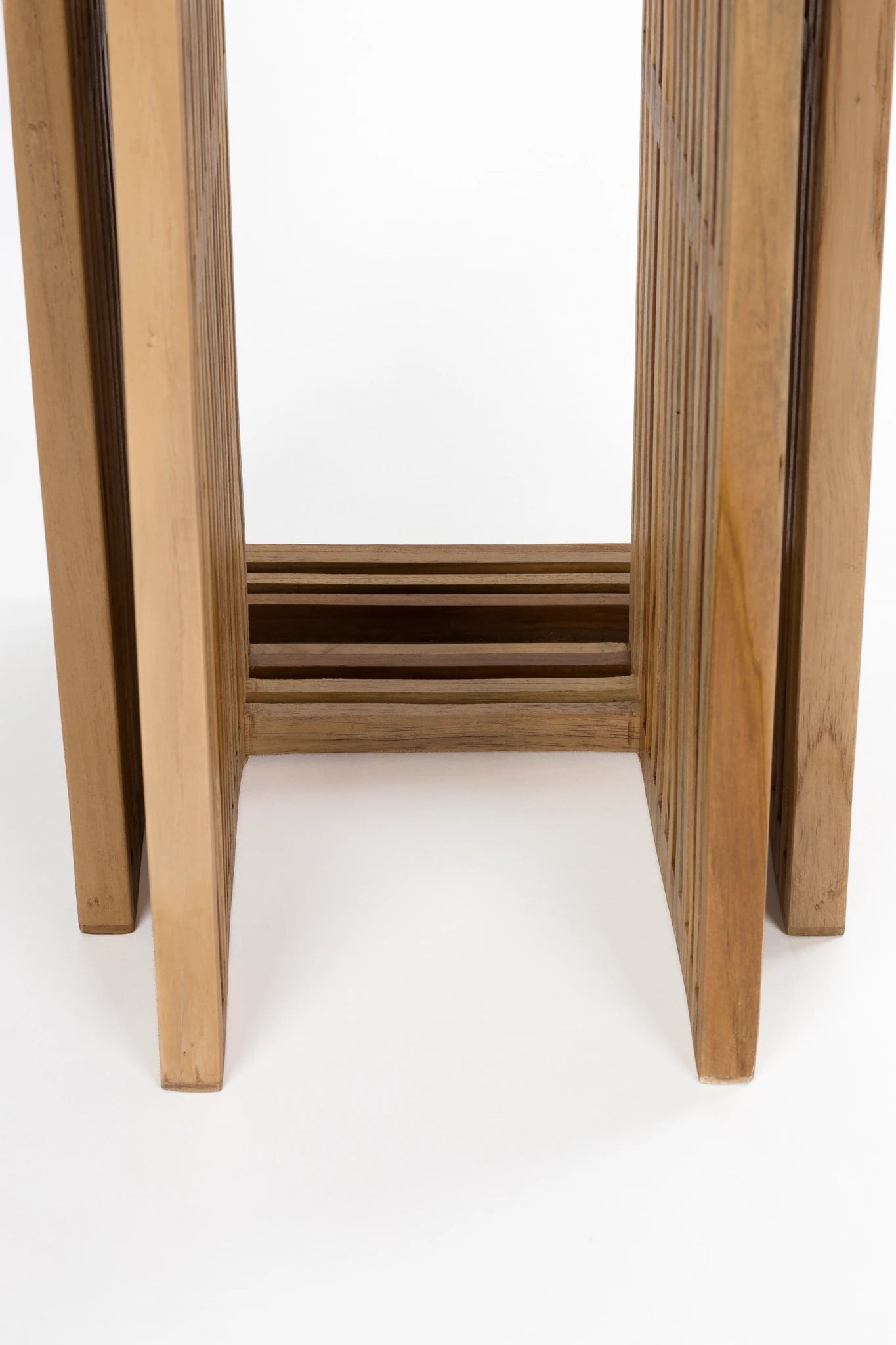 Set of 2 Djia Brown Teak Wood Plant Stands