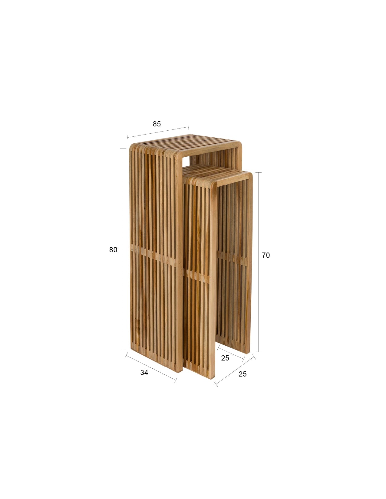 Set of 2 Djia Brown Teak Wood Plant Stands