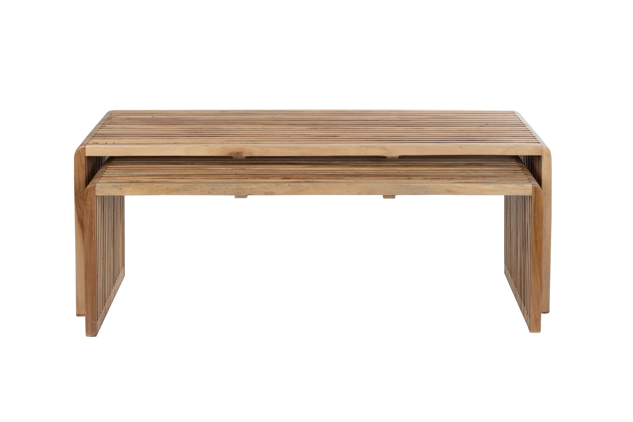 Set of 2 Djia Brown Teak Wood Coffee Tables