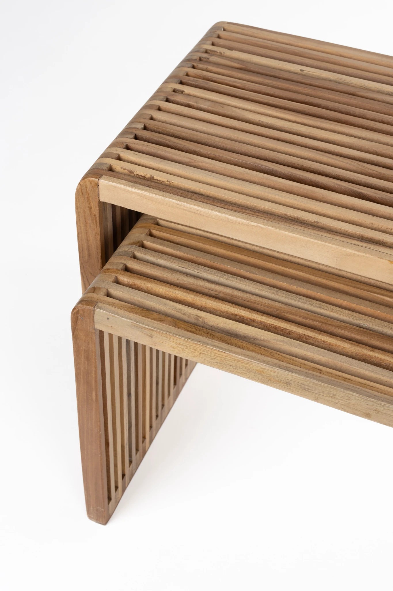 Set of 2 Djia Brown Teak Wood Coffee Tables