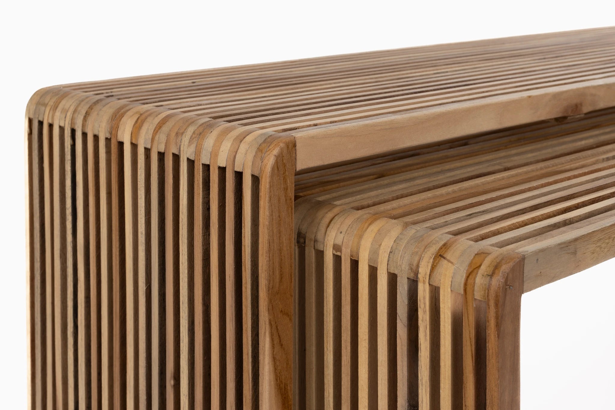 Set of 2 Djia Brown Teak Wood Coffee Tables