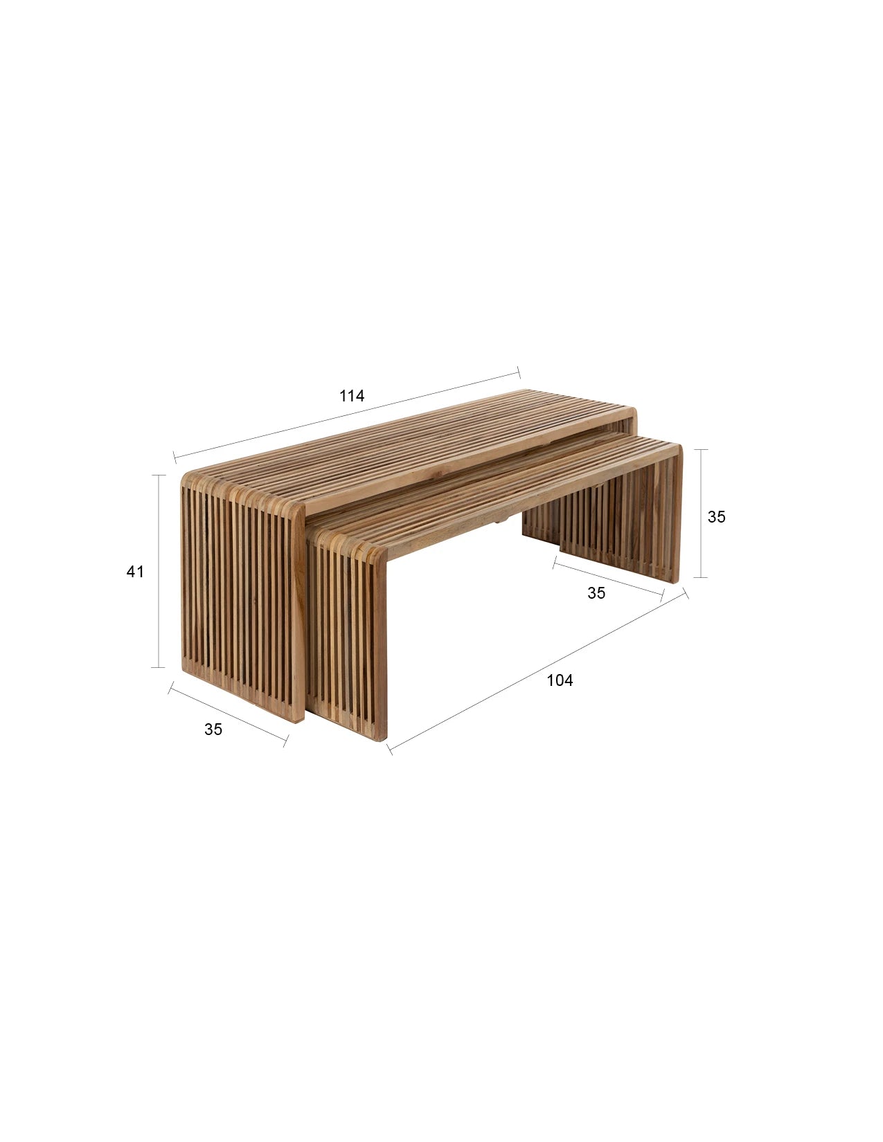 Set of 2 Djia Brown Teak Wood Coffee Tables