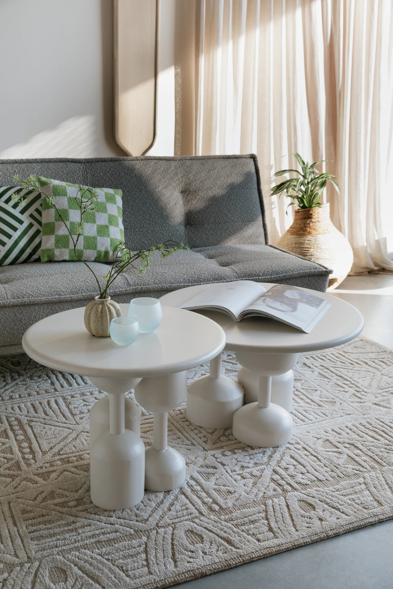 Dec Beige Wood Side Table Small