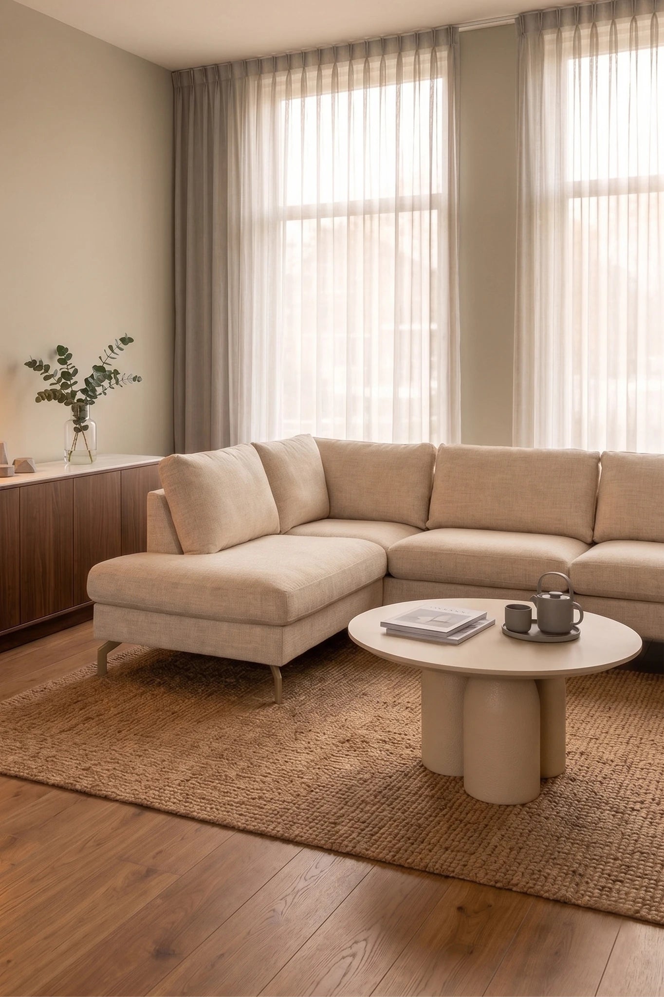 Ces Beige Wood Coffee Table