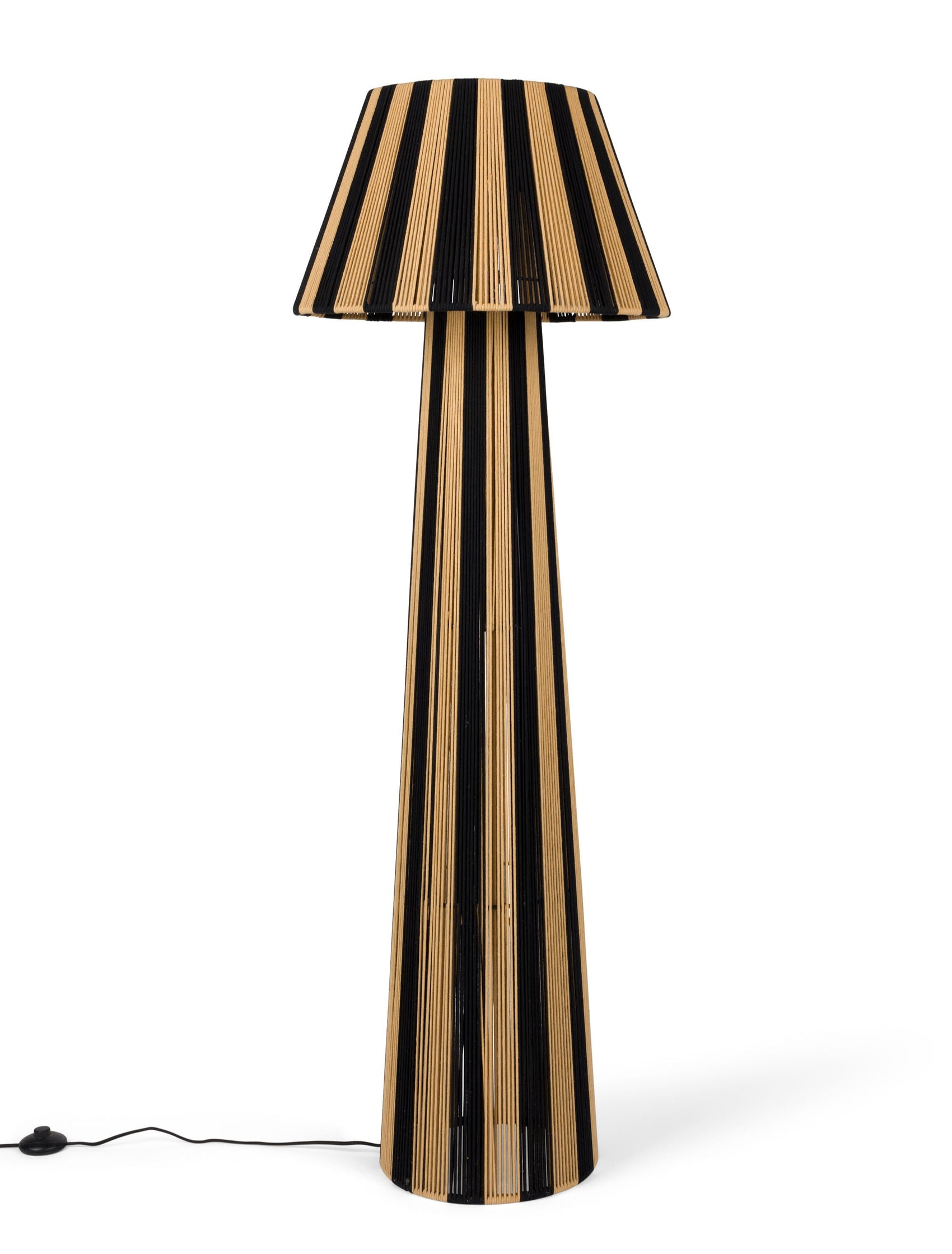 Bold Monkey Stripe It Up Black & Natural Rope Floor Lamp