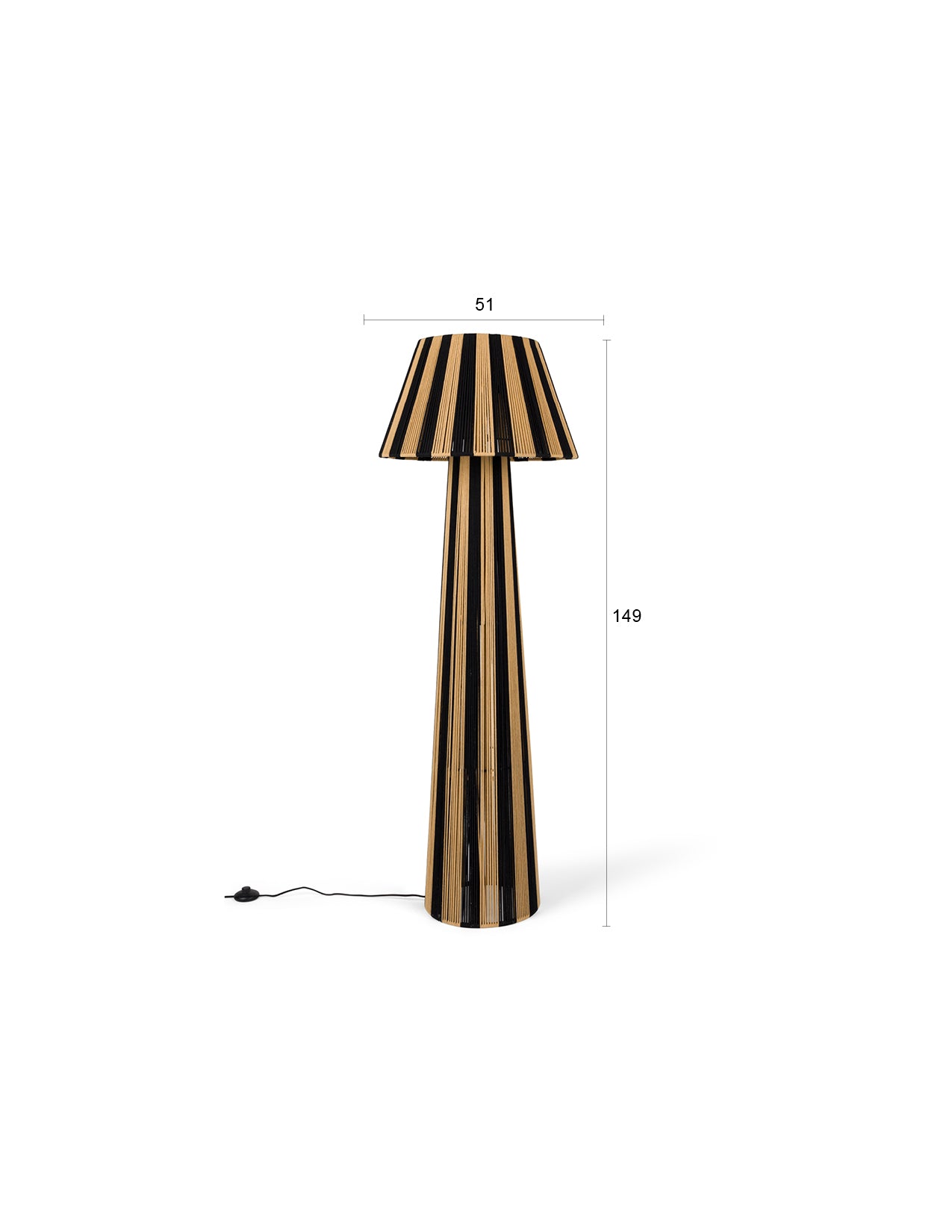 Bold Monkey Stripe It Up Black & Natural Rope Floor Lamp